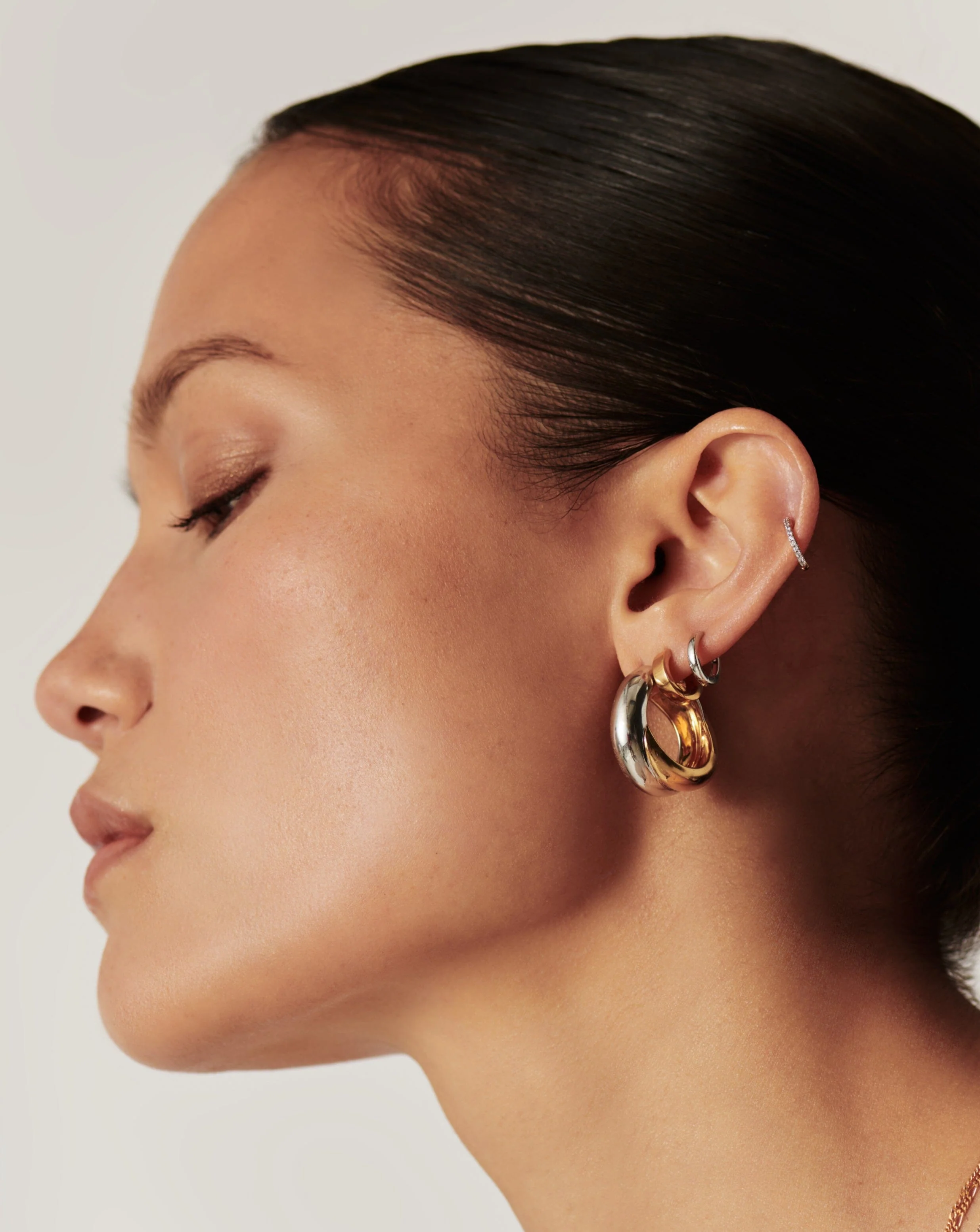 Classic Tunnel Mini Hoop Earrings | Sterling Silver - Image 3