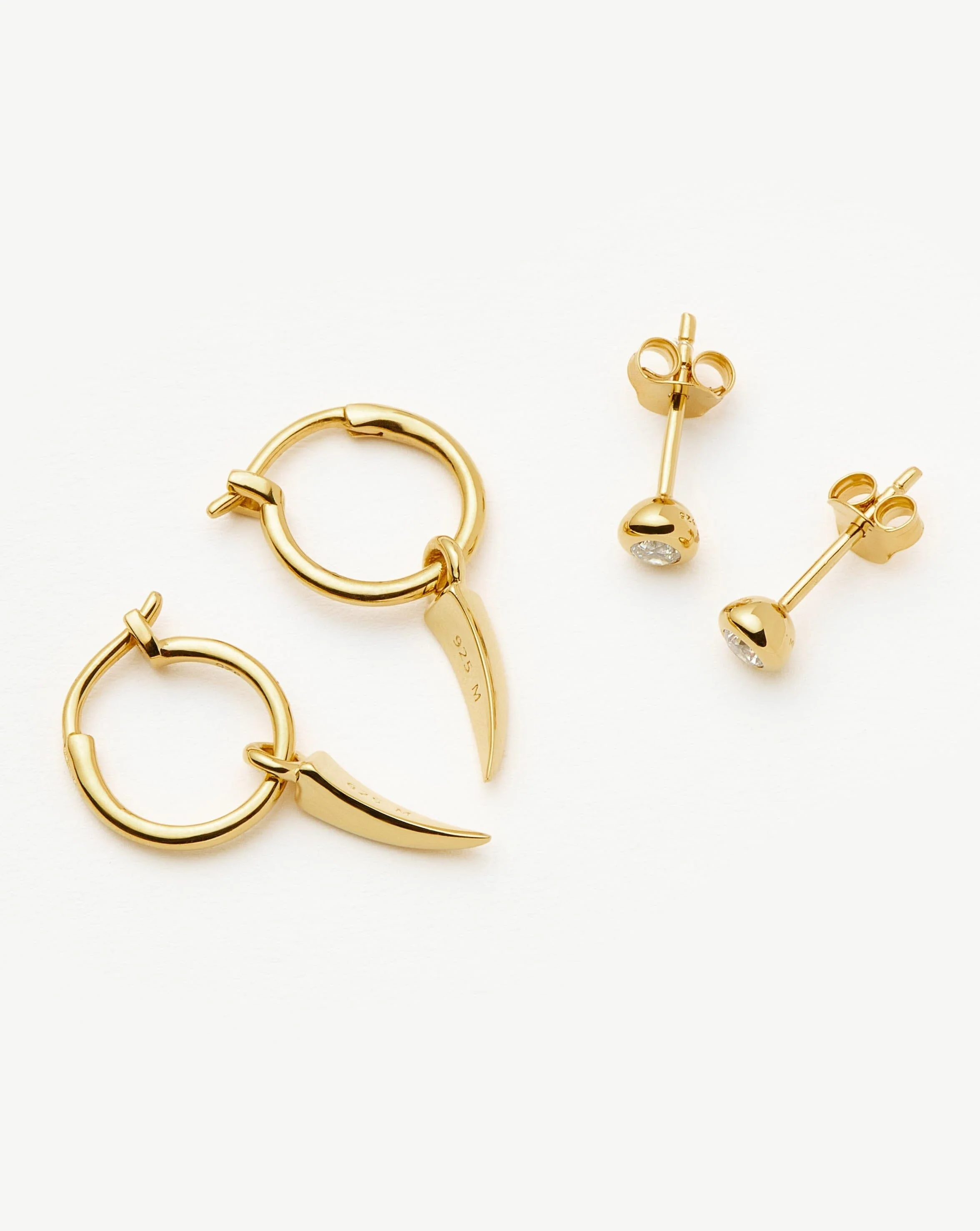 Claw Hoop & Stud Earring Set | 18ct Gold Vermeil - Image 4