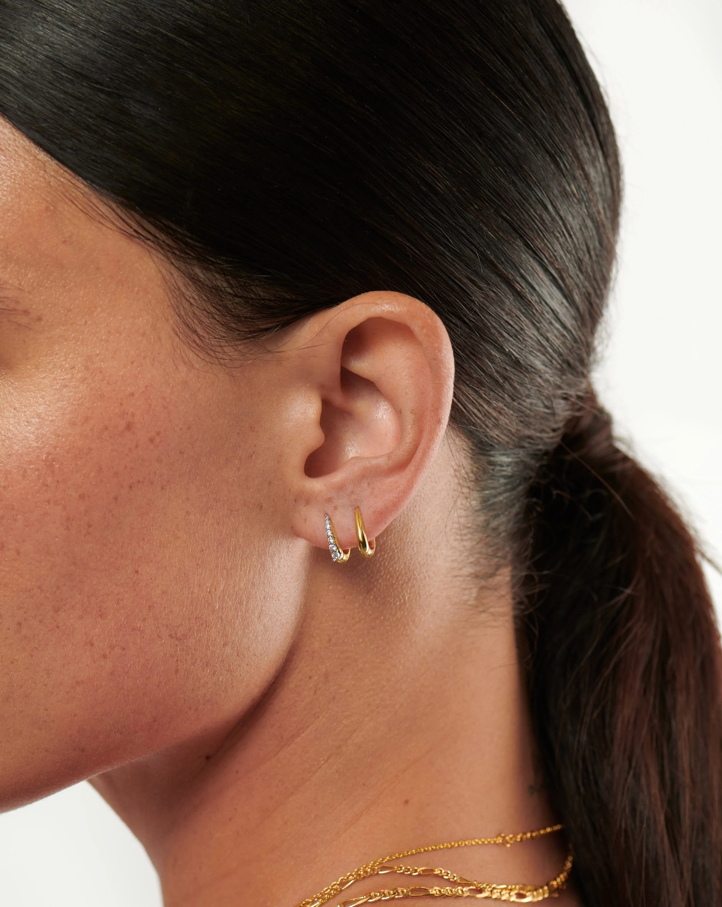 Claw Pave Huggies | 18ct Gold Vermeil/Cubic Zirconia - Image 2
