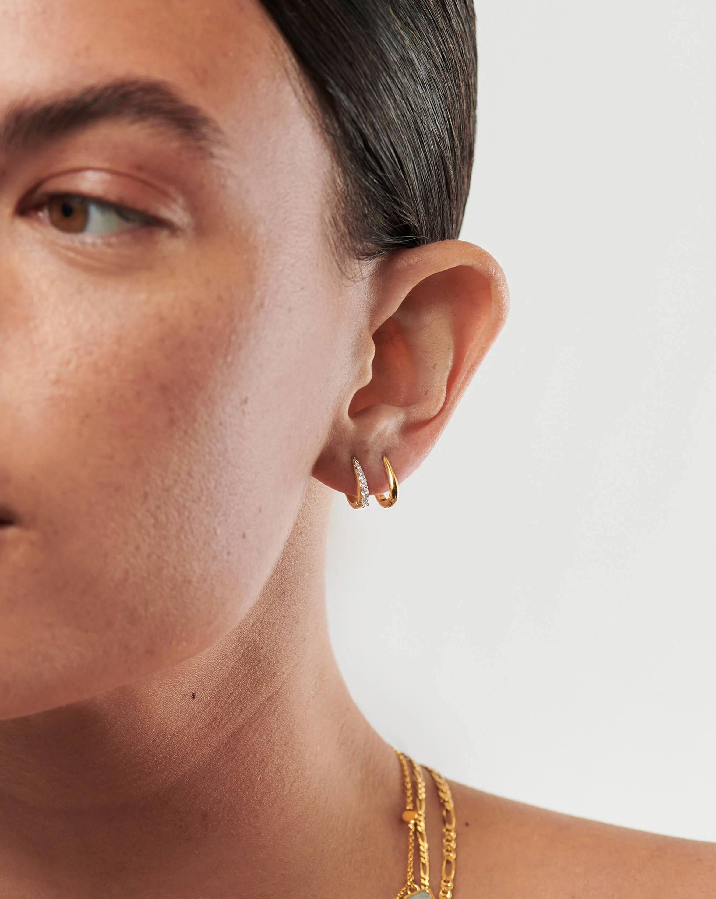 Claw Pave Huggies | 18ct Gold Vermeil/Cubic Zirconia - Image 3