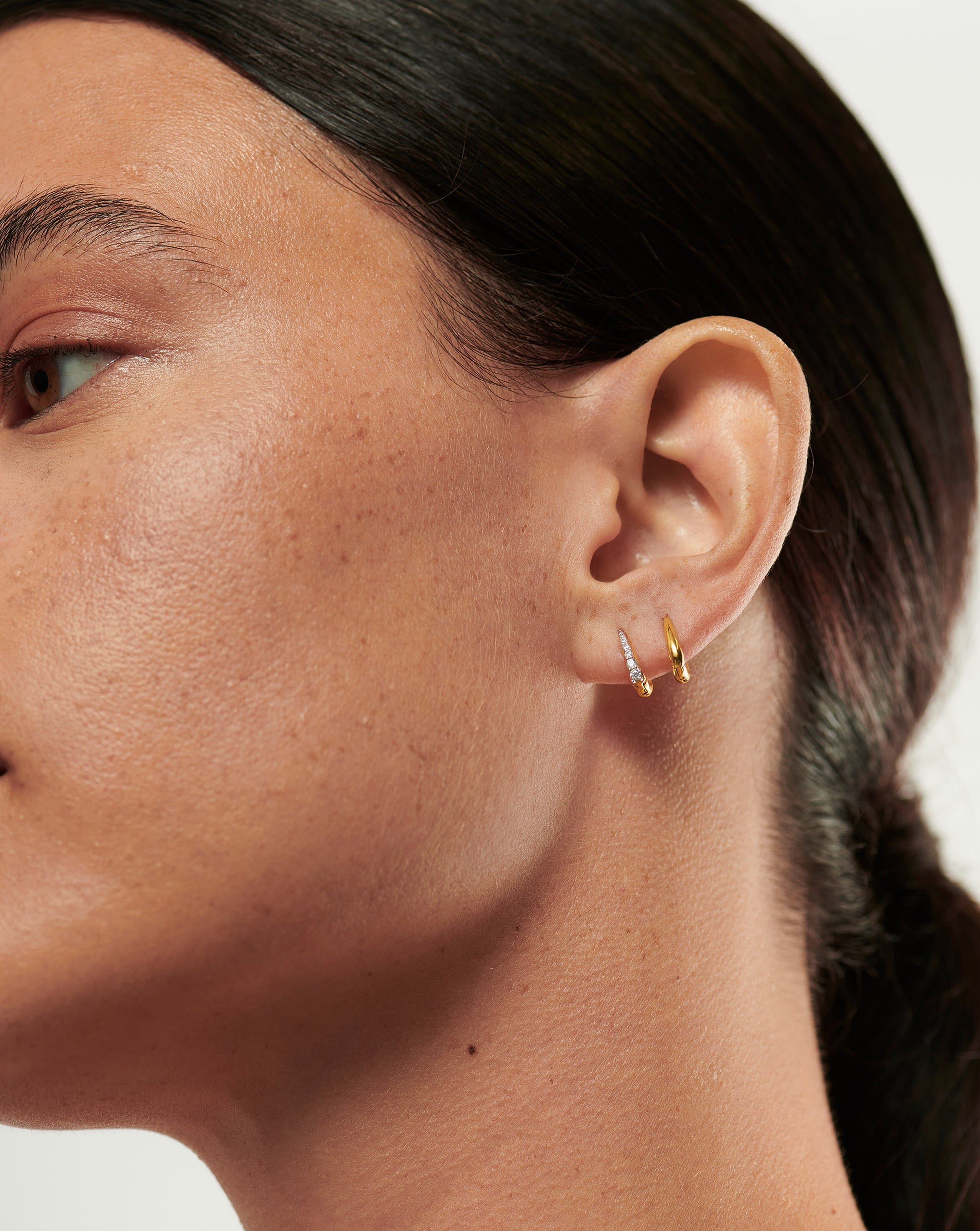 Claw Pave Huggies Earring Set | Gold/Cubic Zirconia - Image 6