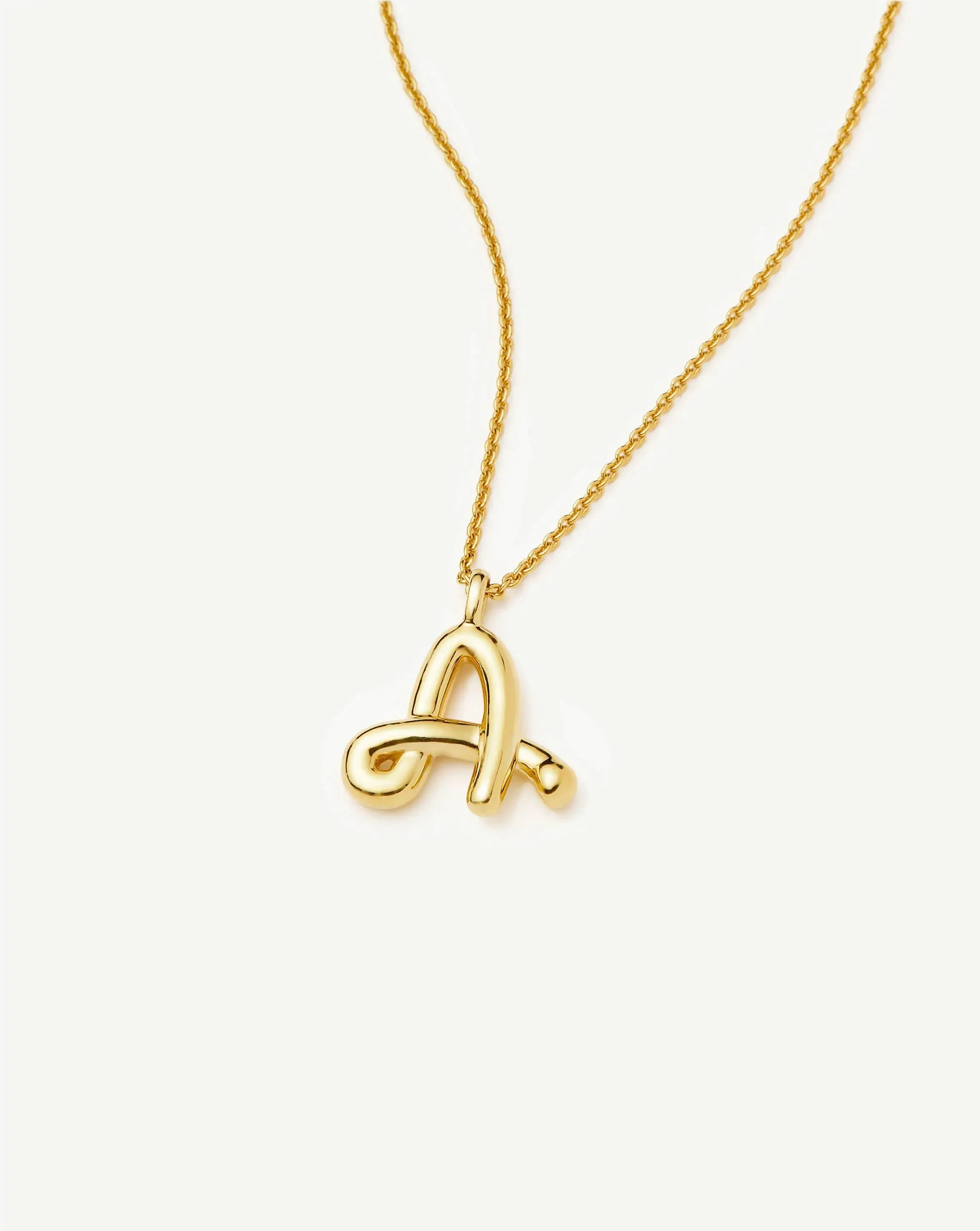 Curly Molten Initial Pendant Necklace  - A | Gold - Image 4
