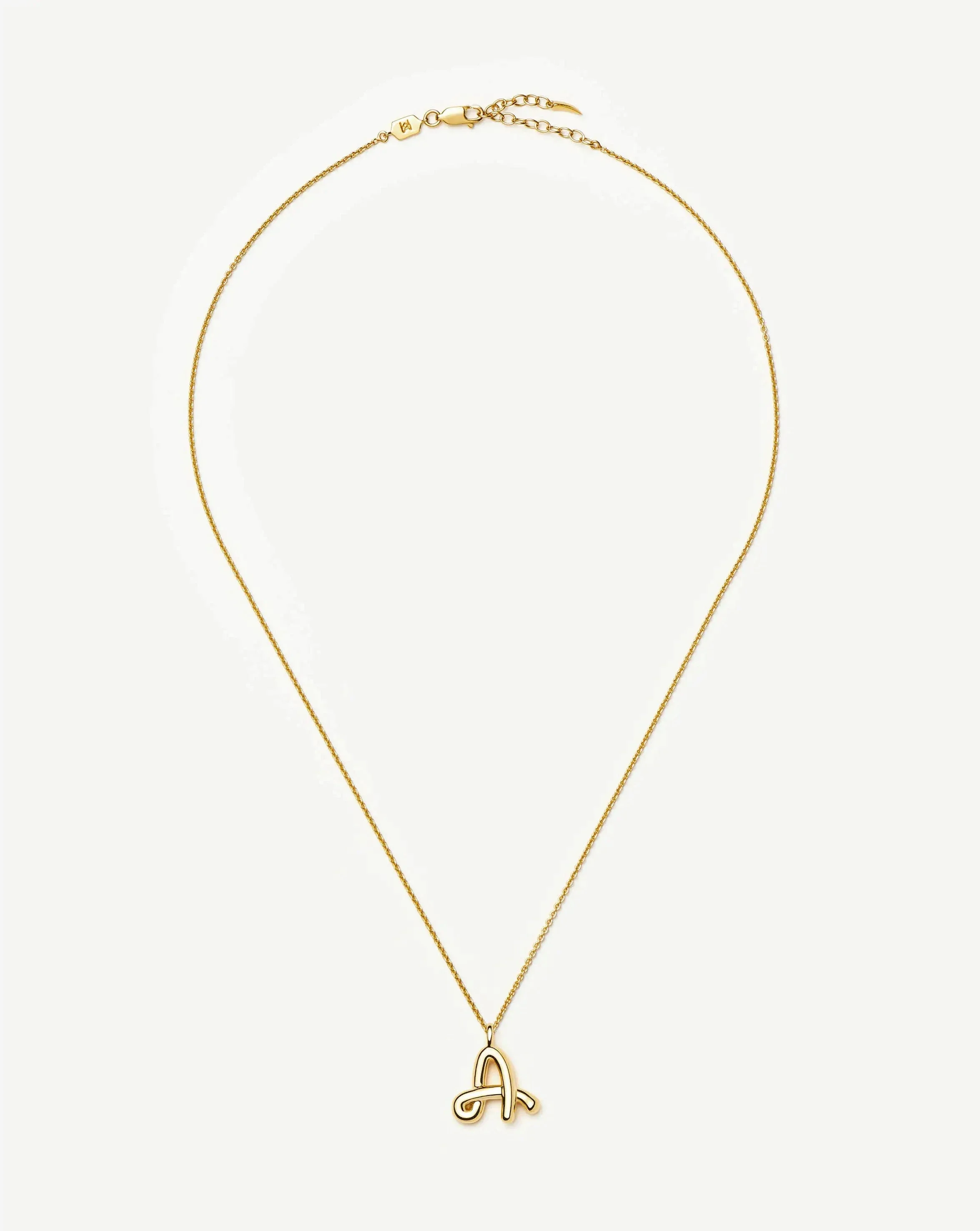 Curly Molten Initial Pendant Necklace  - A | Gold - Image 5