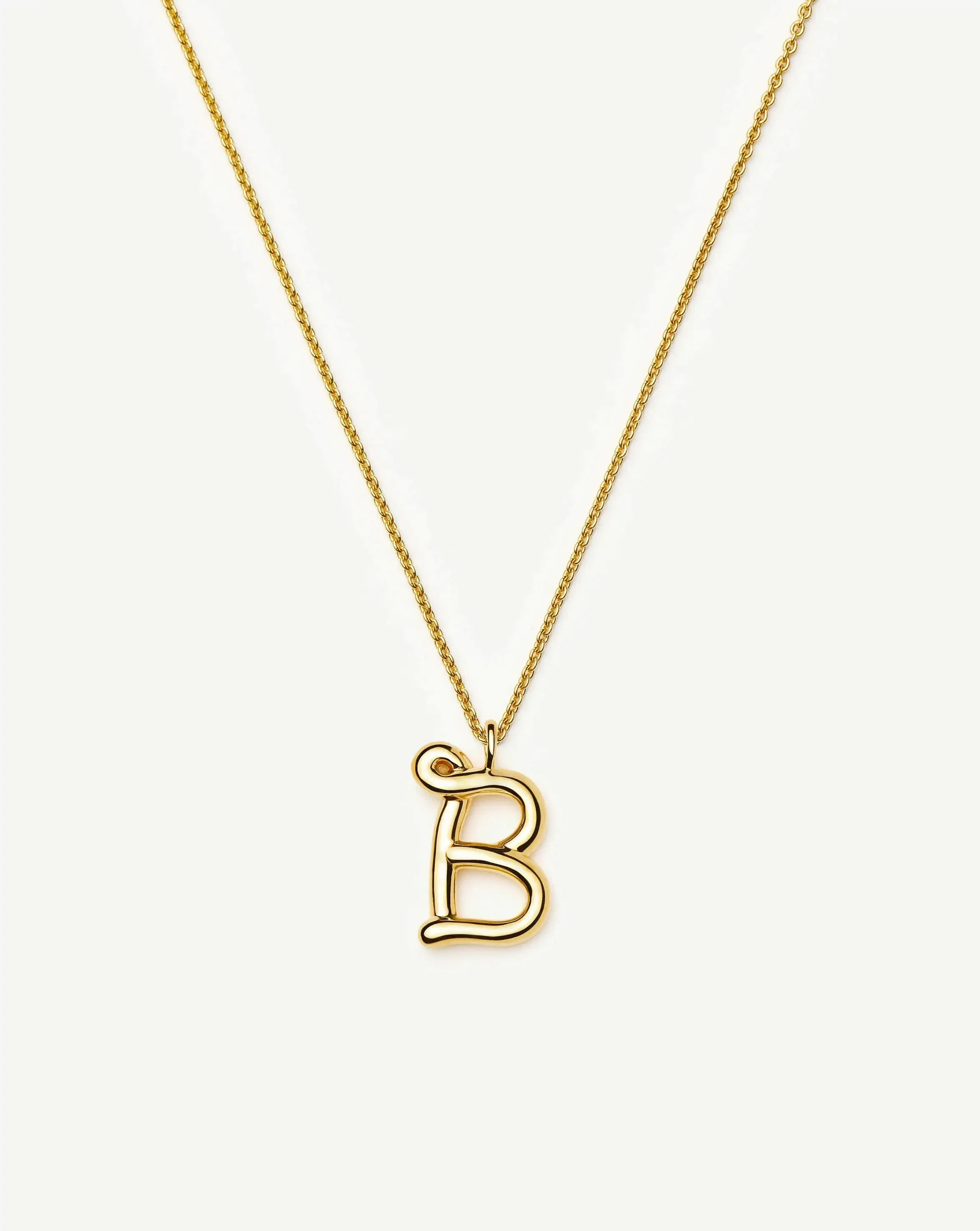 Curly Molten Initial Pendant Necklace - B | 18ct Gold Vermeil - Image 4