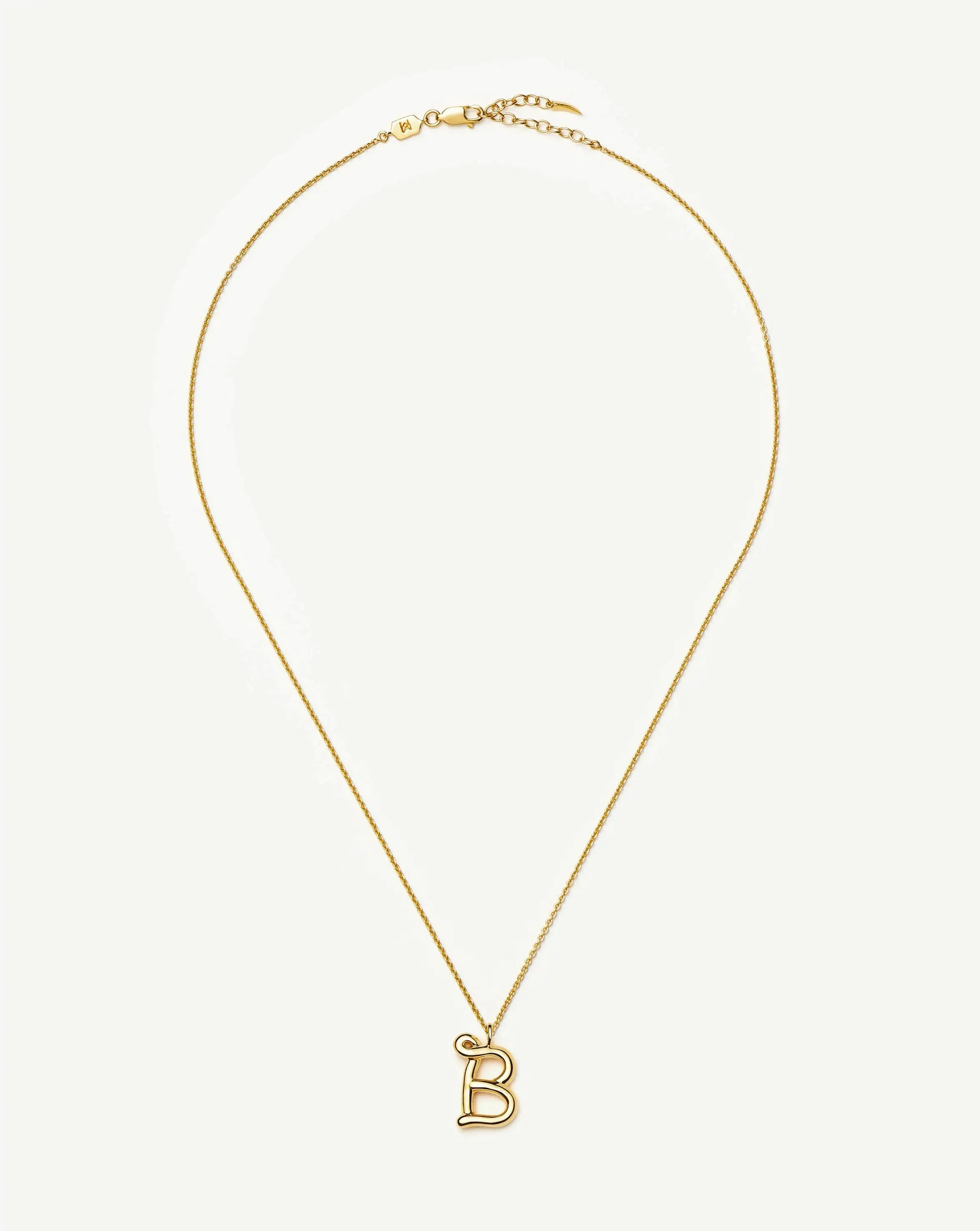 Curly Molten Initial Pendant Necklace - B | 18ct Gold Vermeil - Image 5