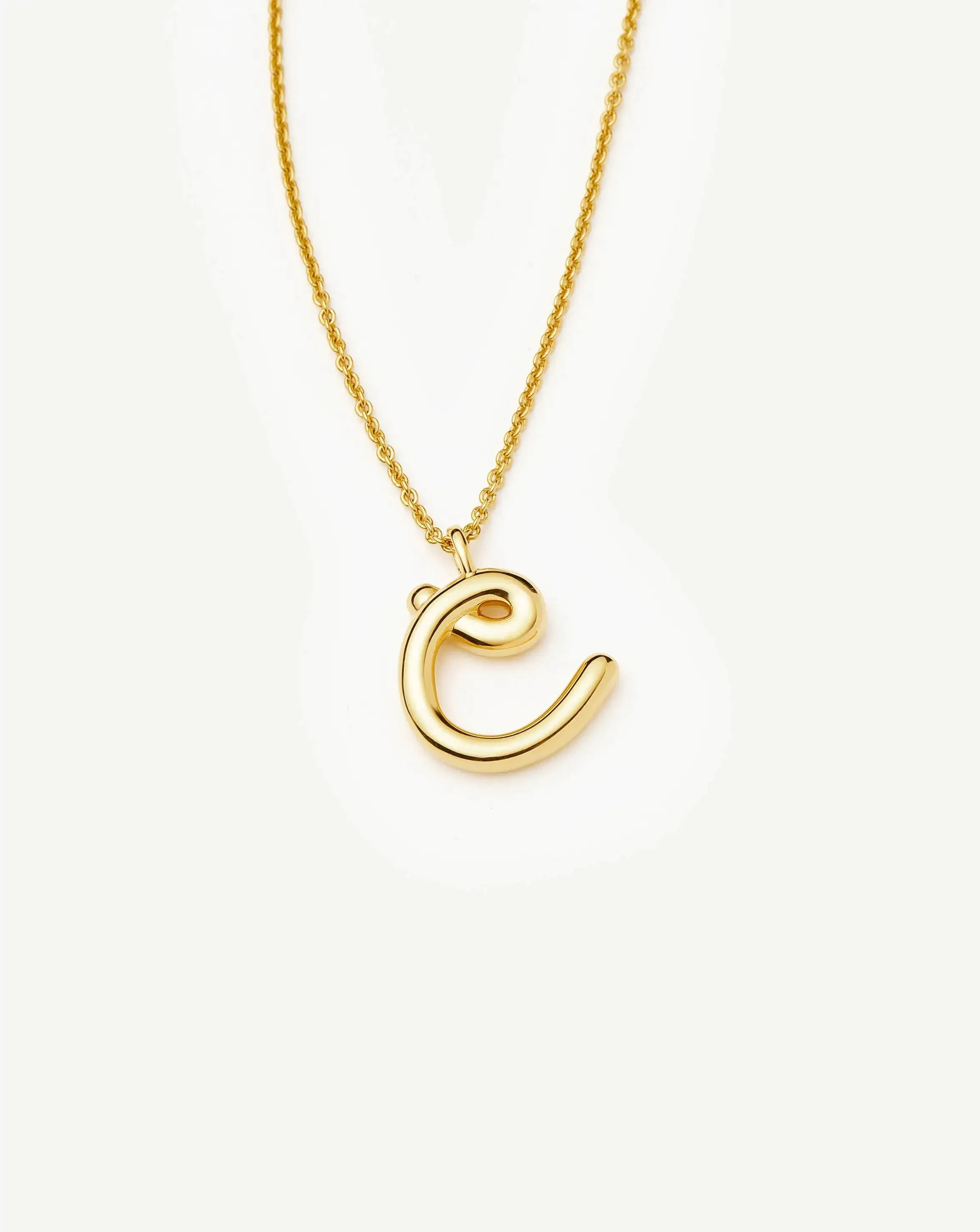 Curly Molten Initial Pendant Necklace - C | 18ct Gold Vermeil - Image 4