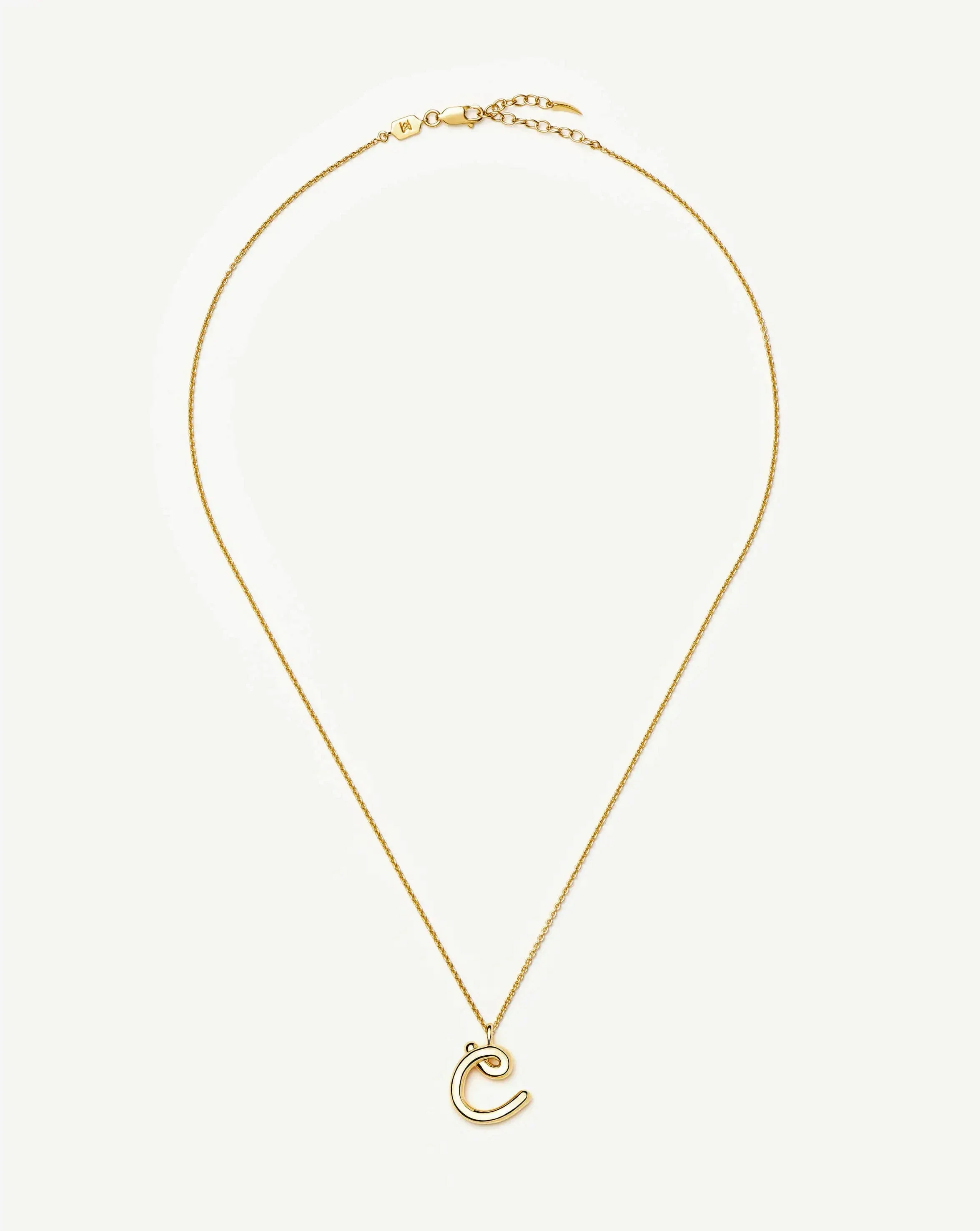 Curly Molten Initial Pendant Necklace - C | 18ct Gold Vermeil - Image 5