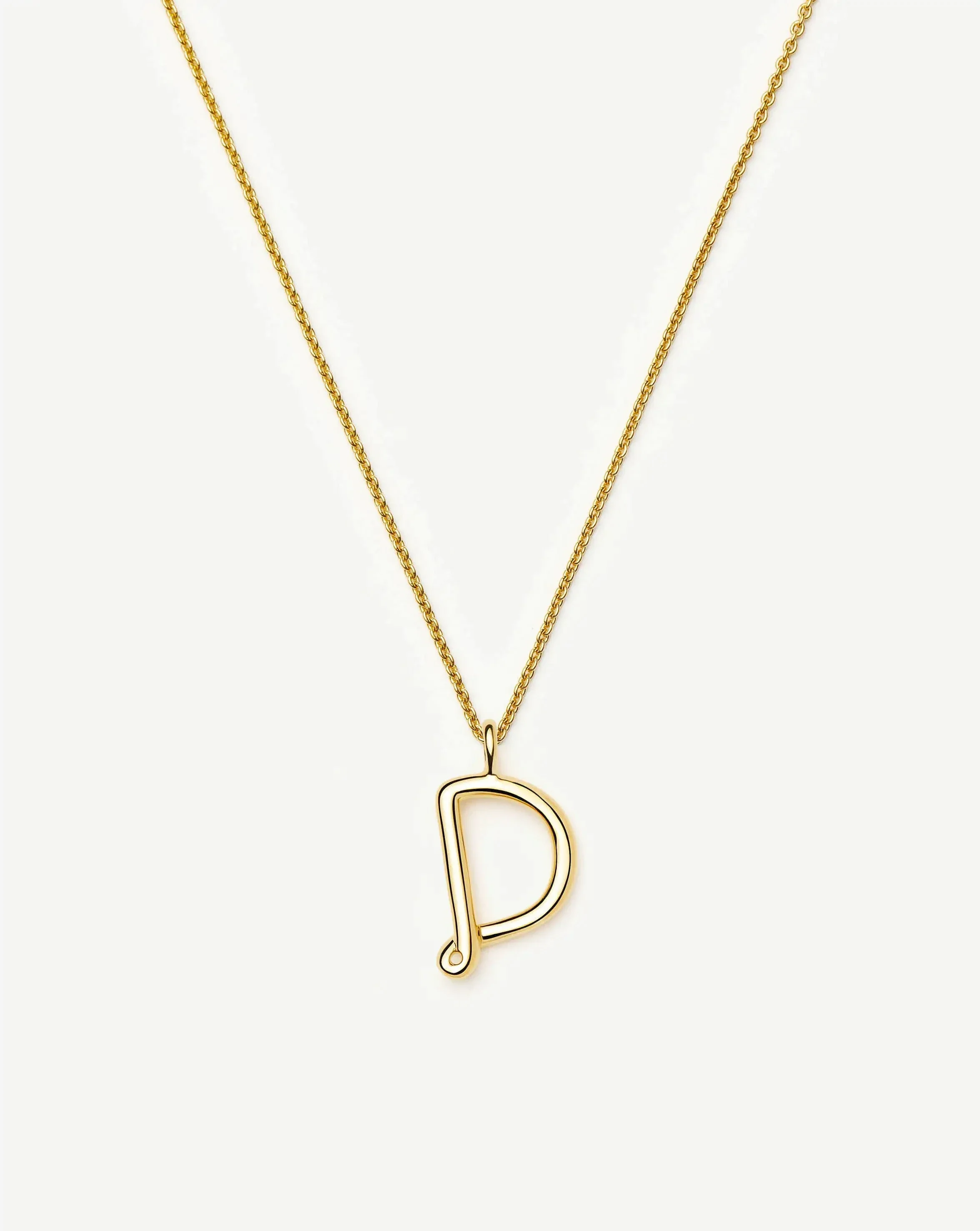 Curly Molten Initial Pendant Necklace - D | 18ct Gold Vermeil