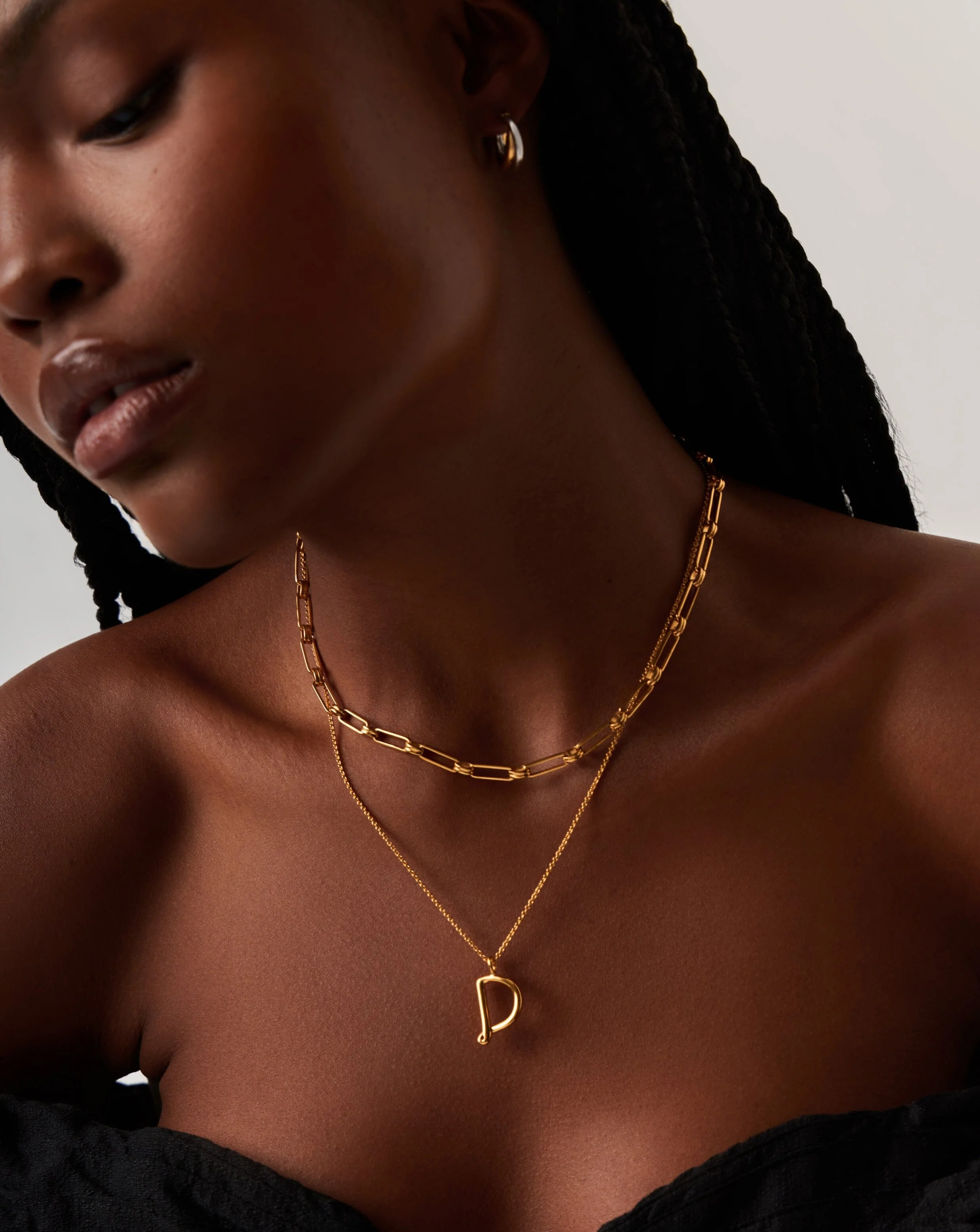 Curly Molten Initial Pendant Necklace - D | 18ct Gold Vermeil - Image 2