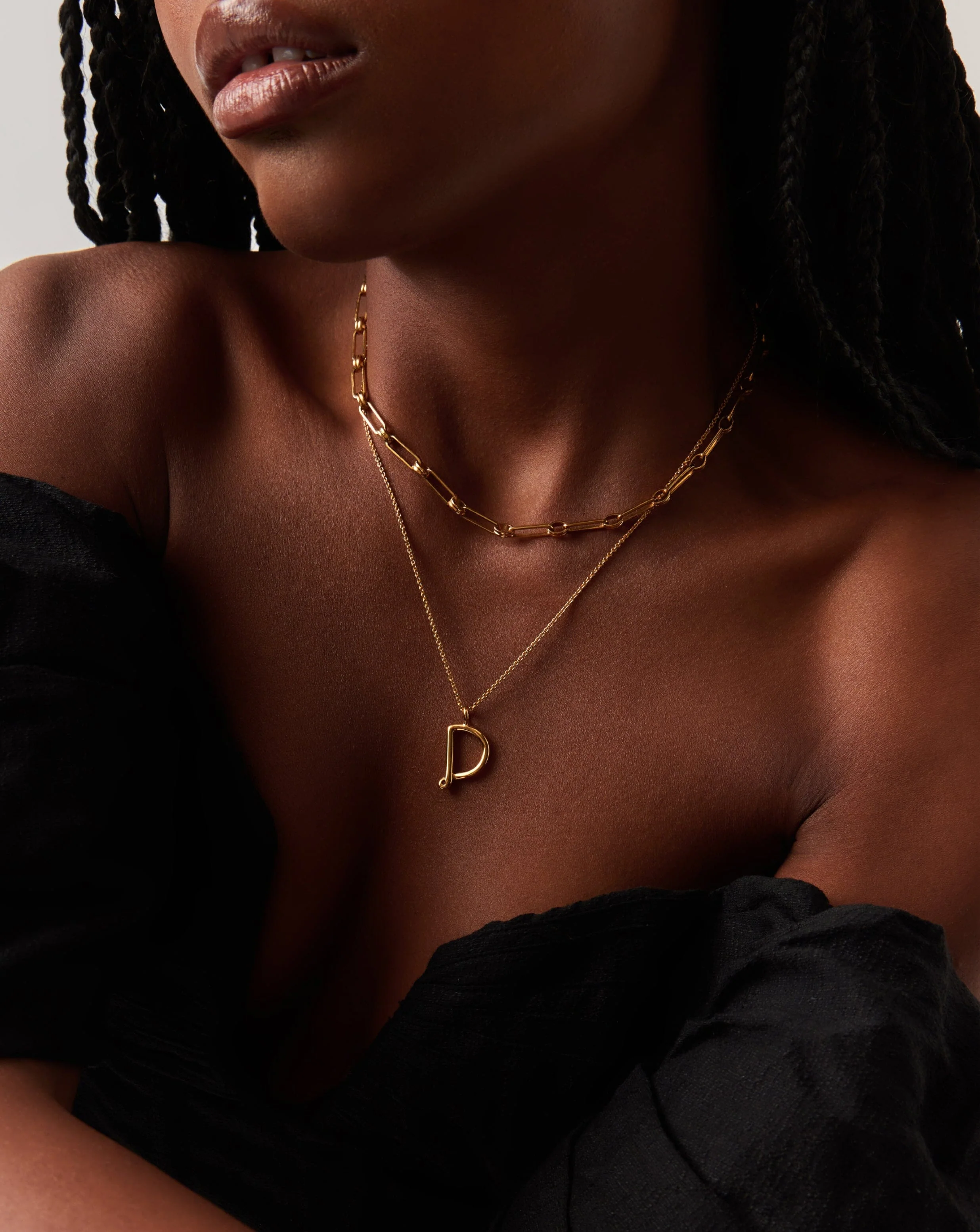 Curly Molten Initial Pendant Necklace - D | 18ct Gold Vermeil - Image 3
