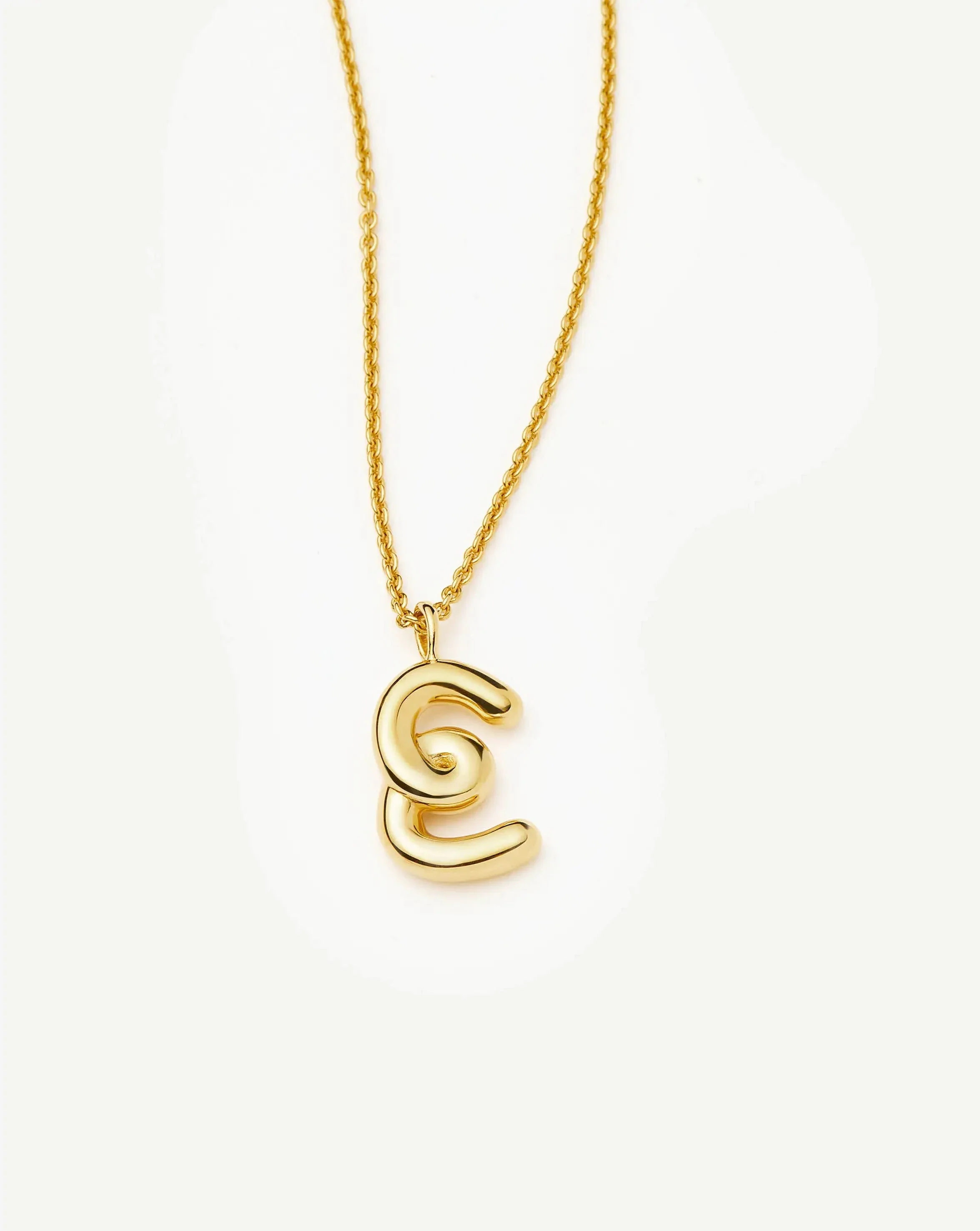 Curly Molten Initial Pendant Necklace - E | 18ct Gold Vermeil - Image 4