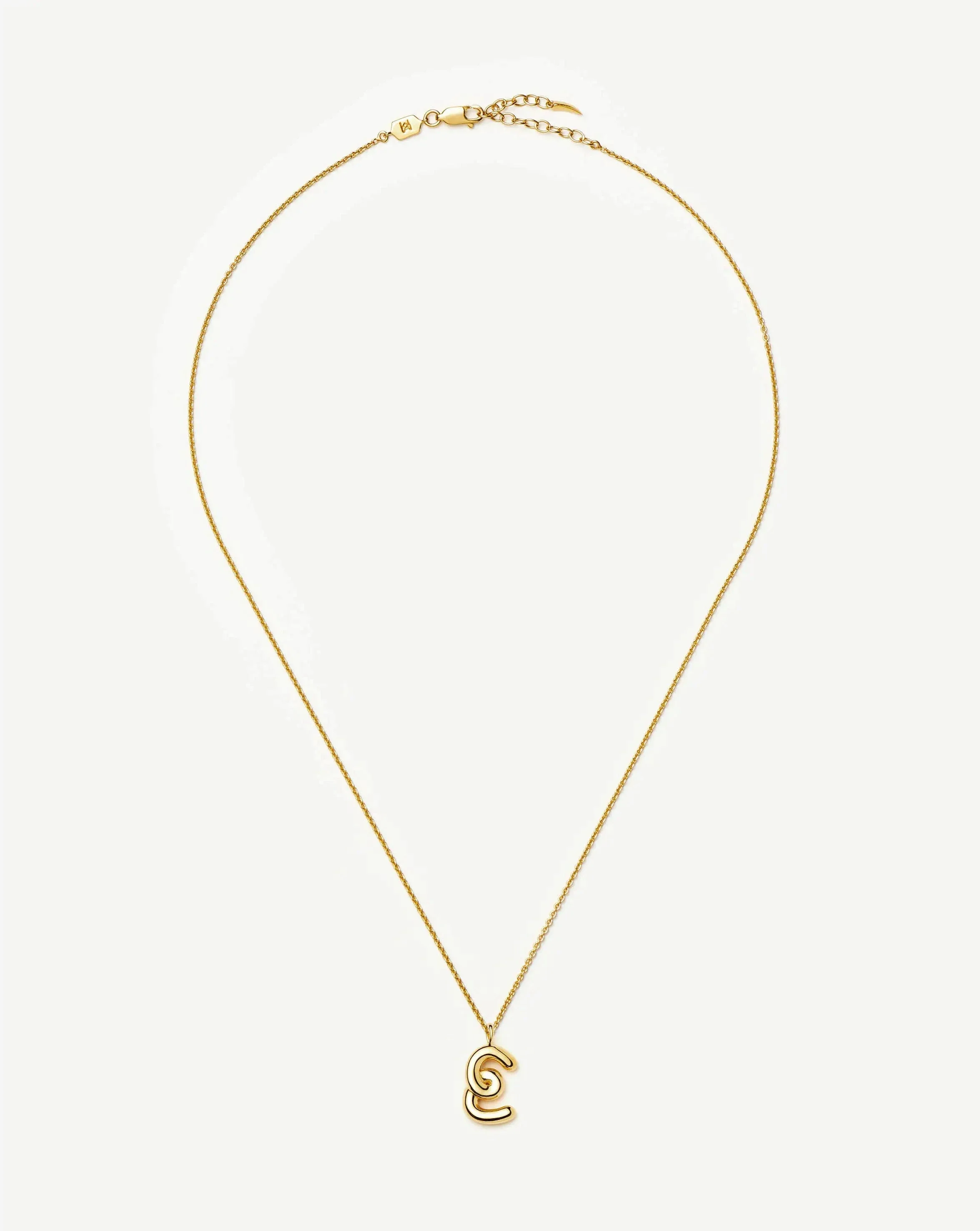 Curly Molten Initial Pendant Necklace - E | 18ct Gold Vermeil - Image 5