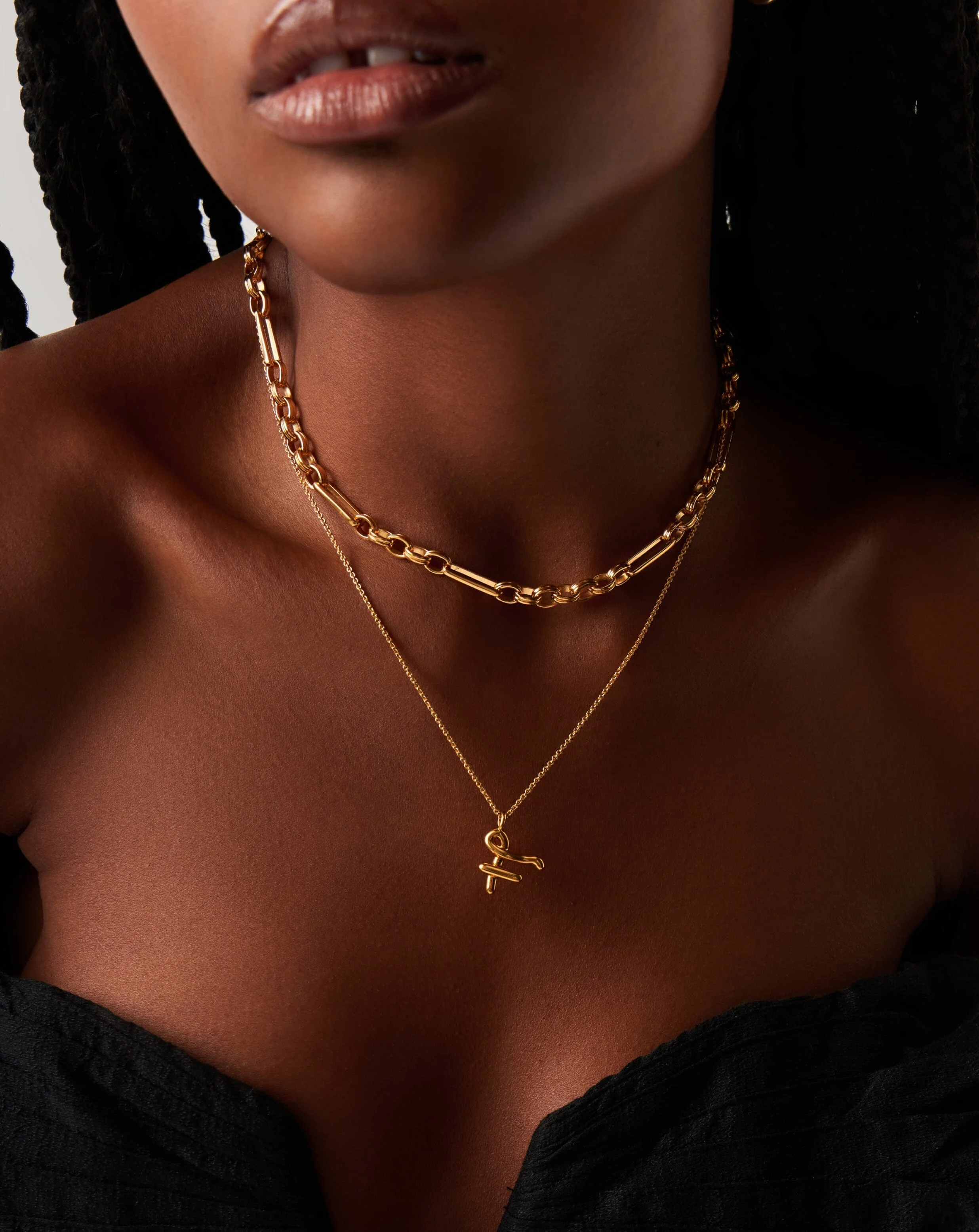 Curly Molten Initial Pendant Necklace - F | 18ct Gold Vermeil - Image 2