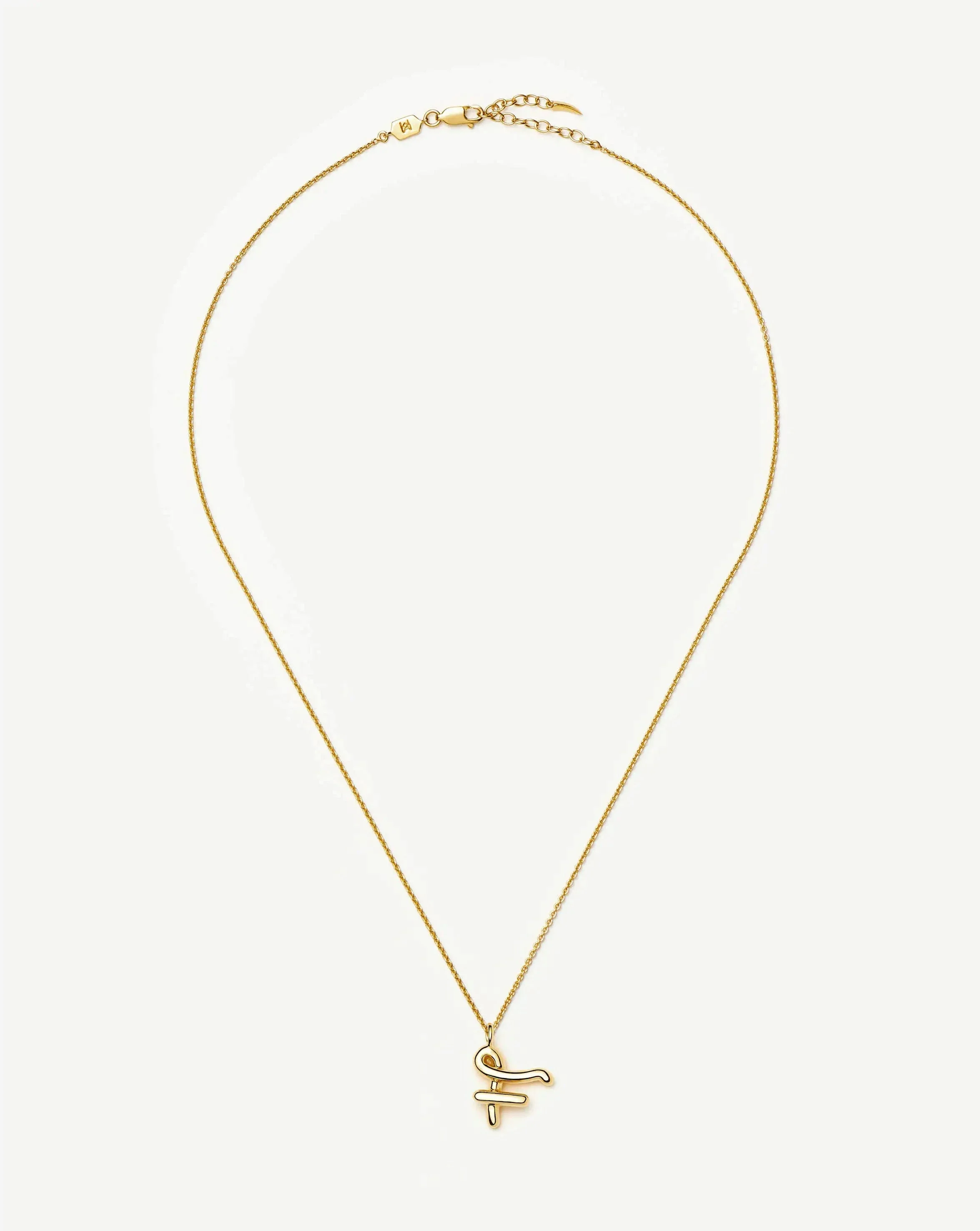 Curly Molten Initial Pendant Necklace - F | 18ct Gold Vermeil - Image 3