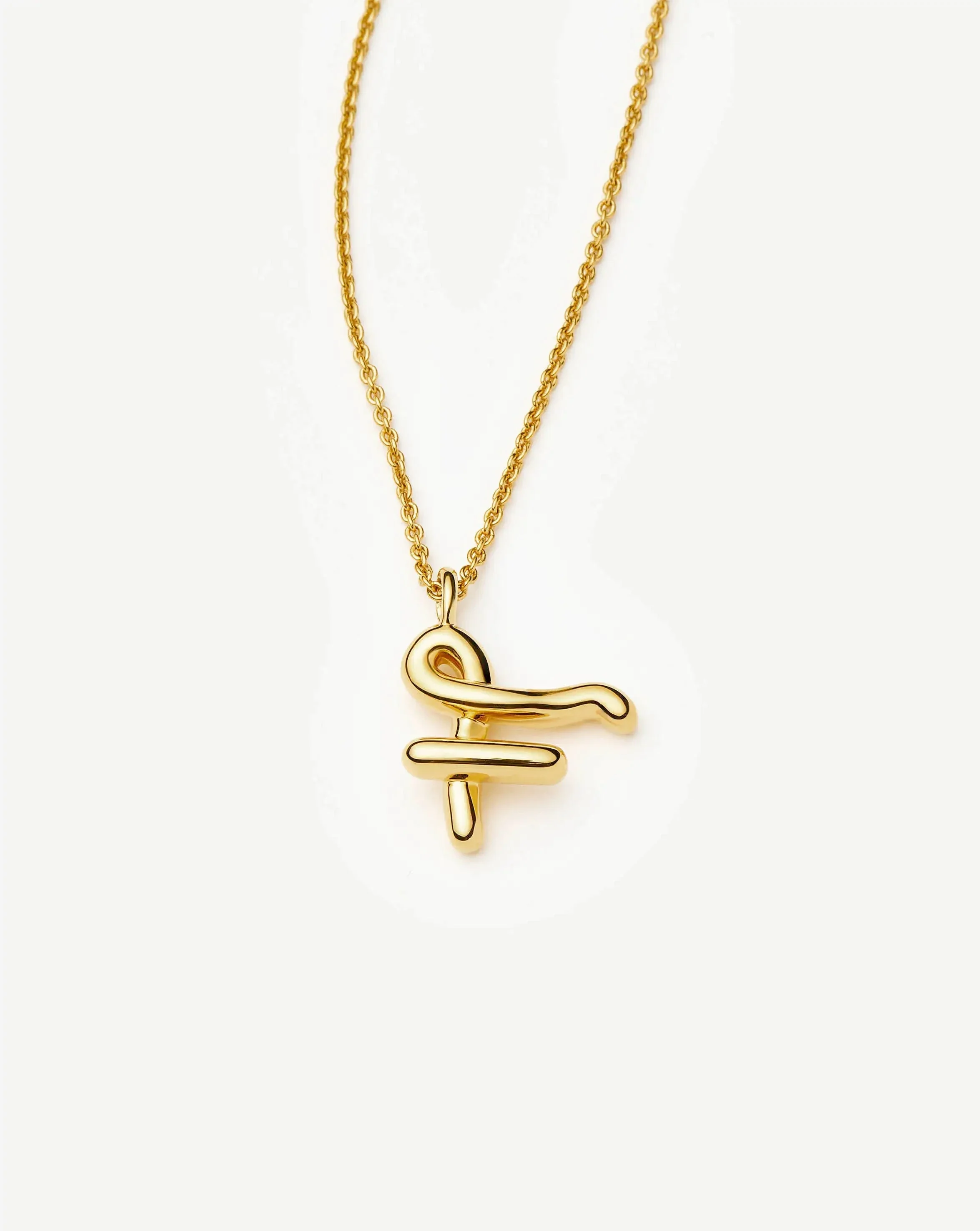 Curly Molten Initial Pendant Necklace - F | 18ct Gold Vermeil - Image 4