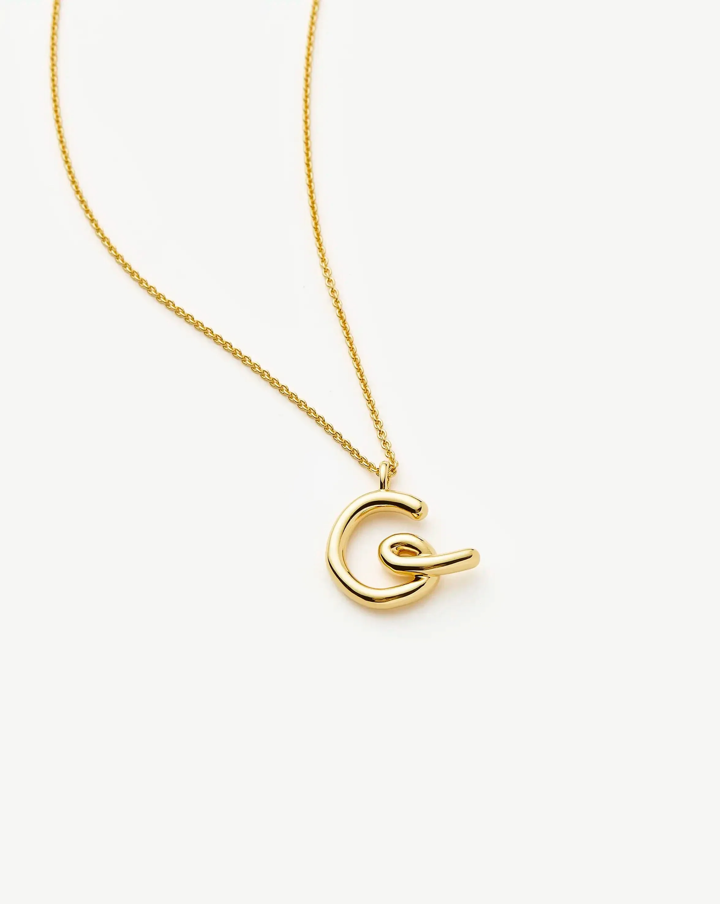 Curly Molten Initial Pendant Necklace - G | 18ct Gold Vermeil - Image 2