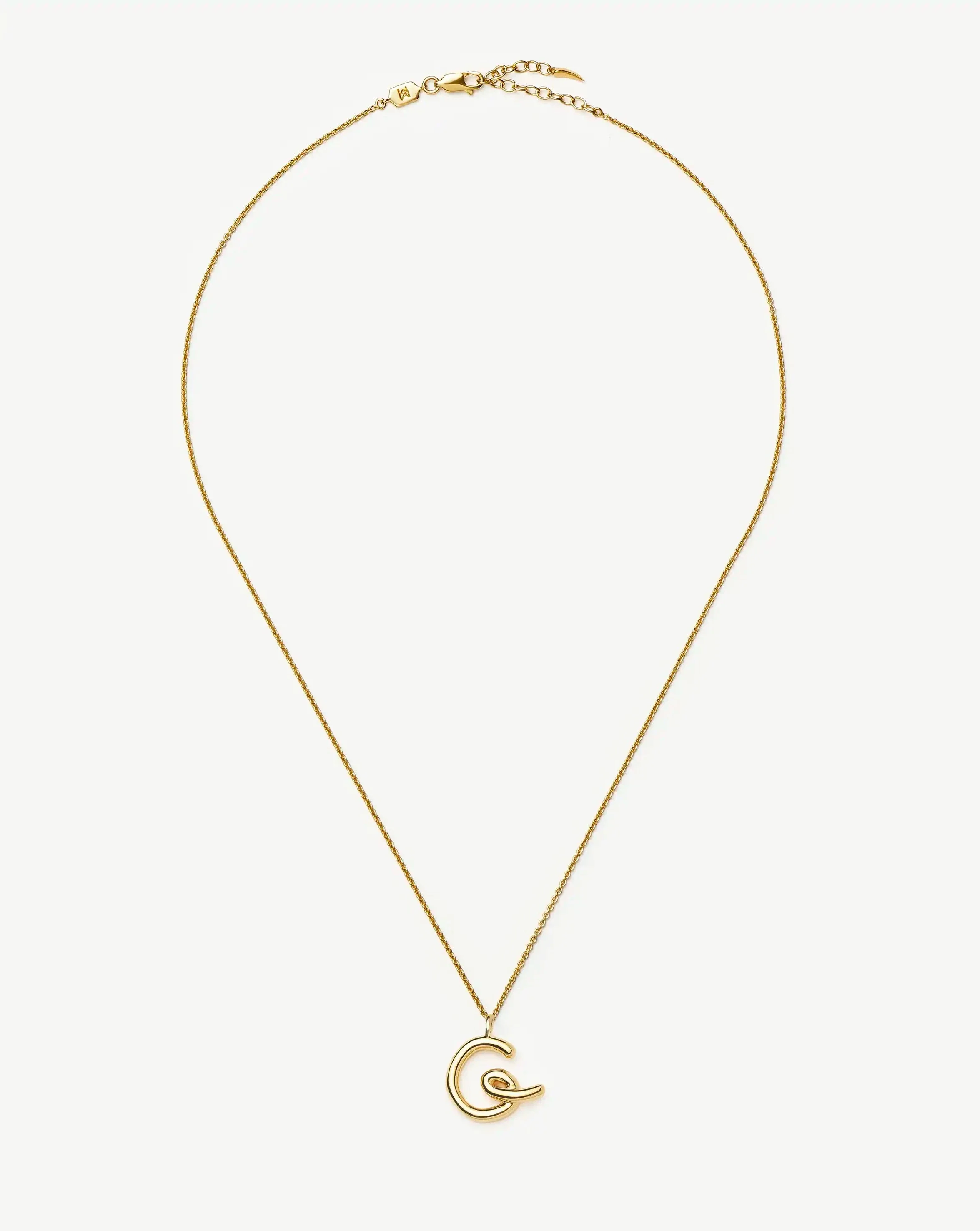 Curly Molten Initial Pendant Necklace - G | 18ct Gold Vermeil - Image 3