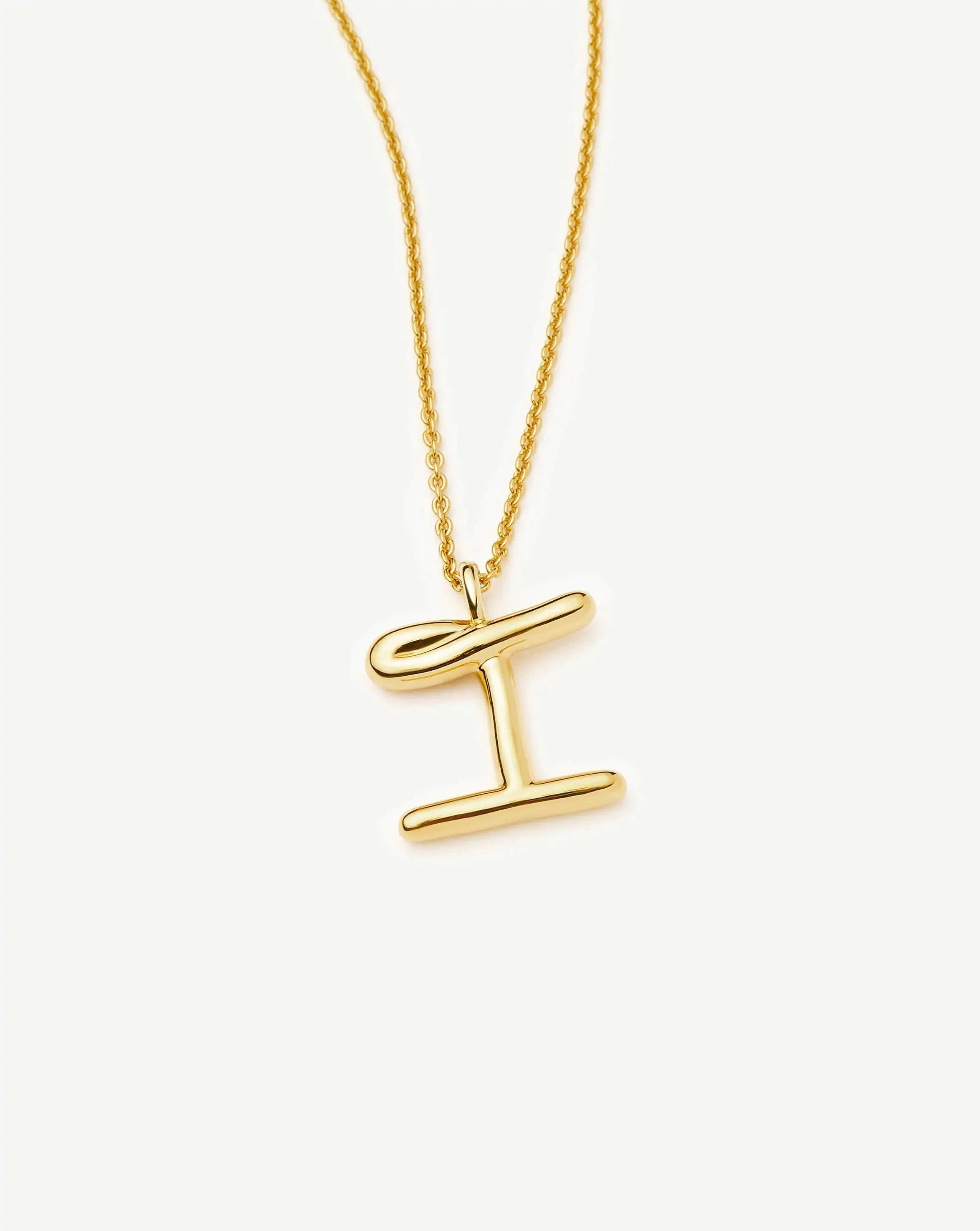 Curly Molten Initial Pendant Necklace - I | 18ct Gold Vermeil - Image 4