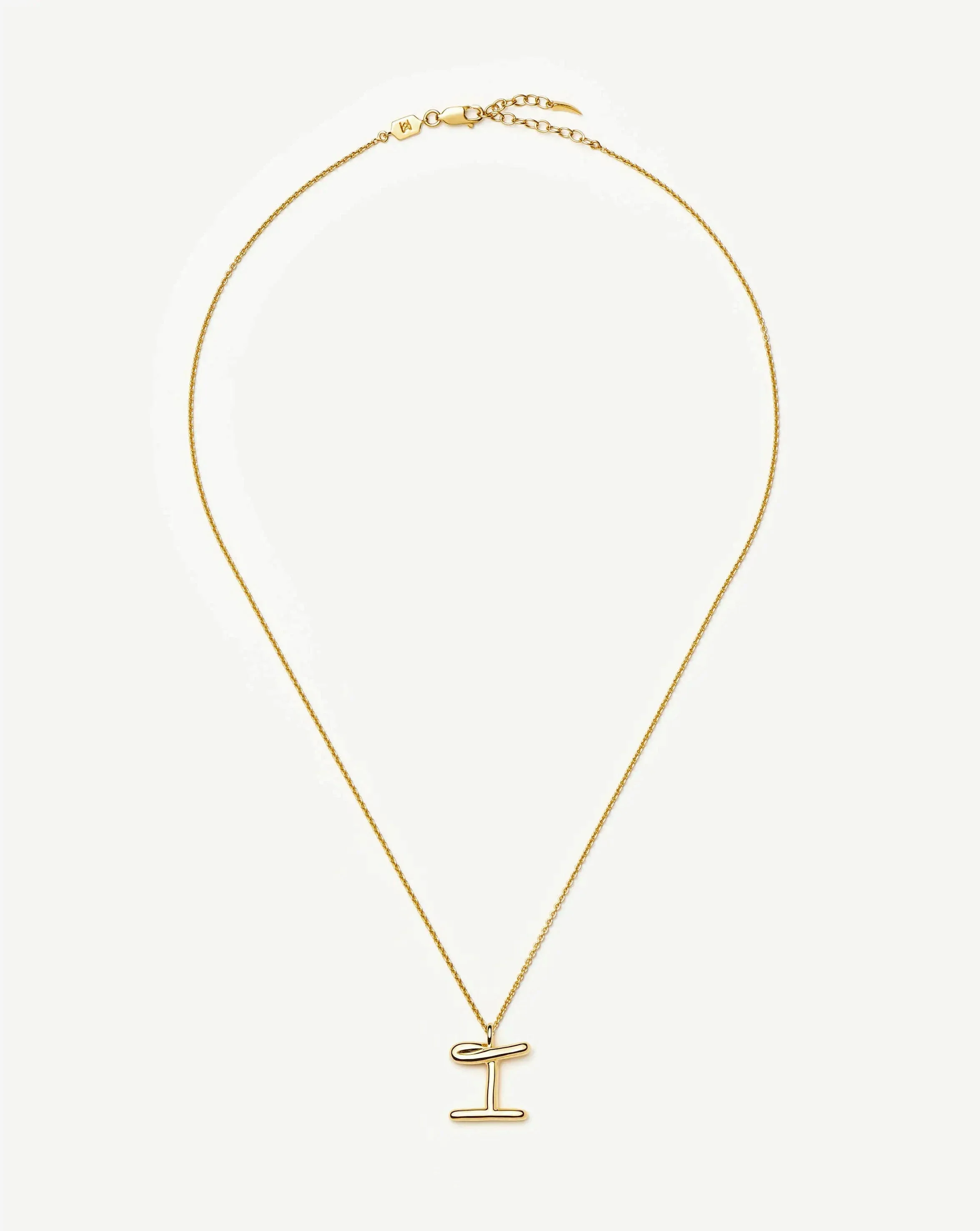 Curly Molten Initial Pendant Necklace - I | 18ct Gold Vermeil - Image 5