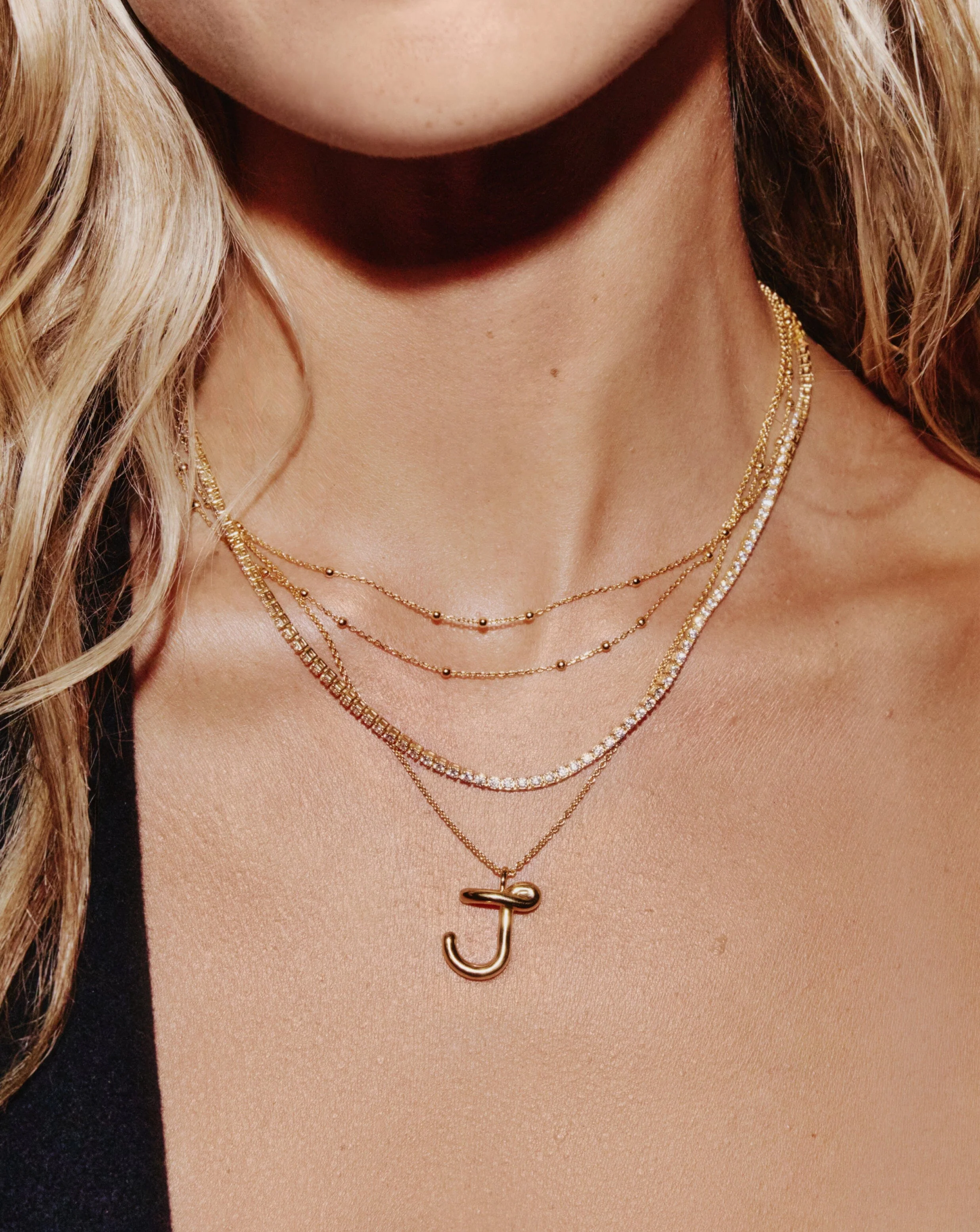 Curly Molten Initial Pendant Necklace - J | 18ct Gold Vermeil - Image 2