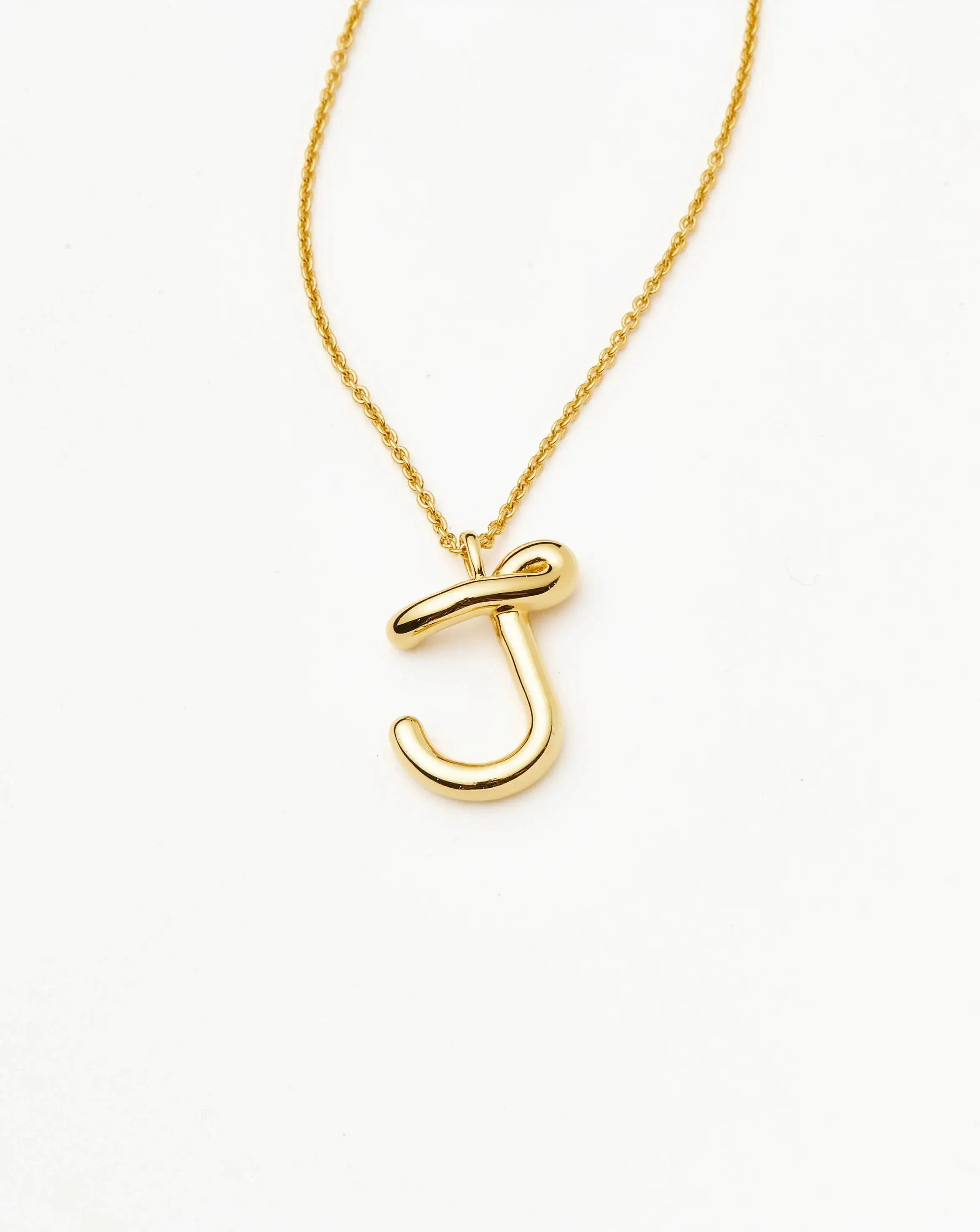 Curly Molten Initial Pendant Necklace - J | 18ct Gold Vermeil - Image 4