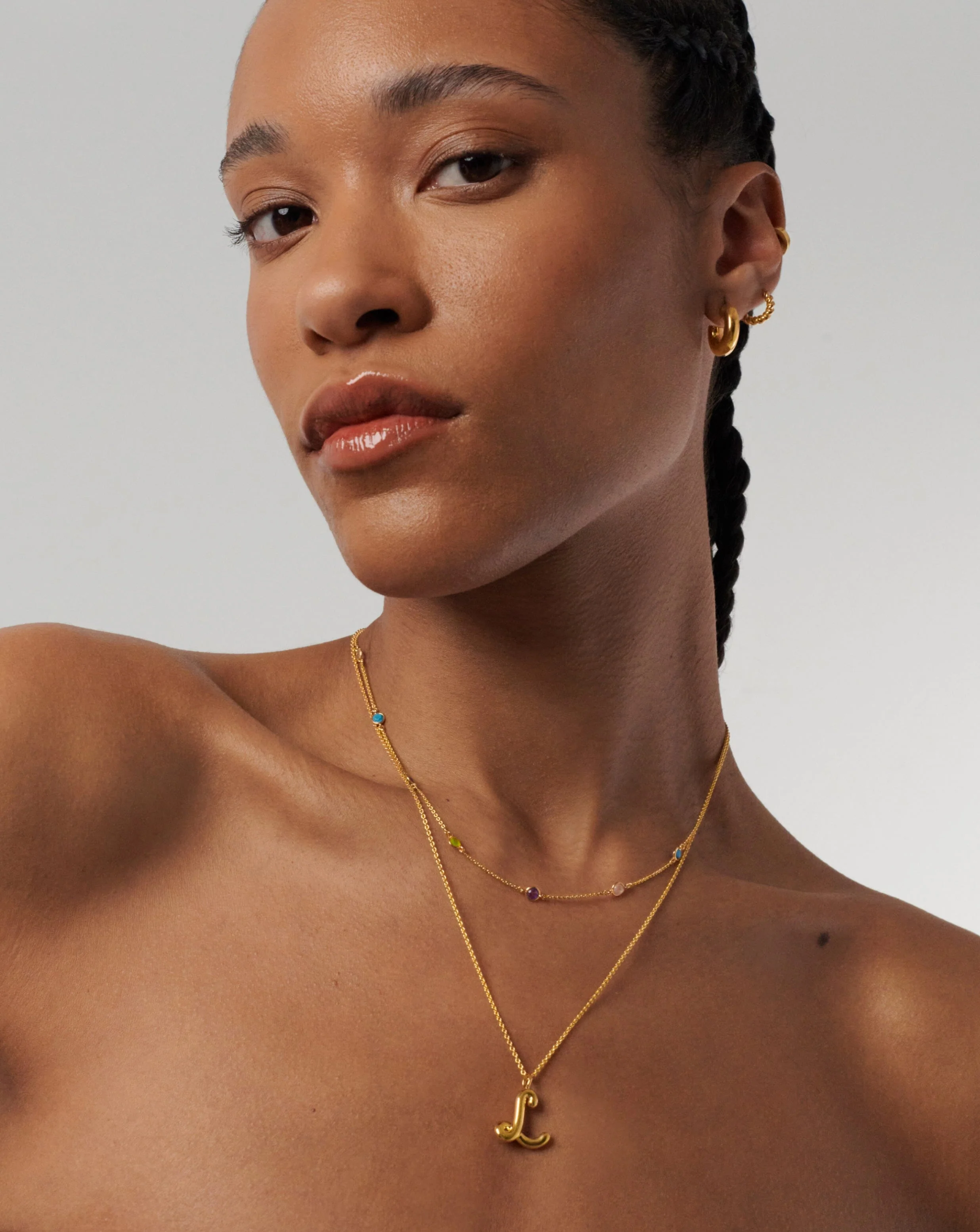 Curly Molten Initial Pendant Necklace - L | 18ct Gold Vermeil - Image 3