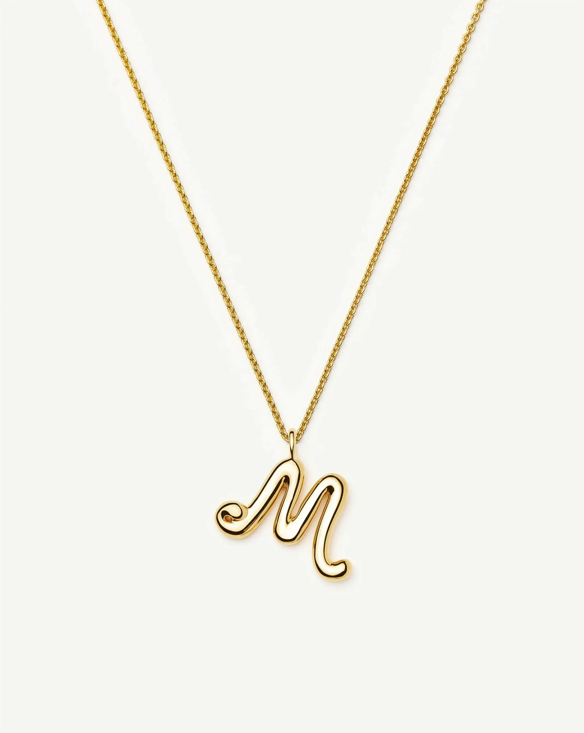 Curly Molten Initial Pendant Necklace - M | 18ct Gold Vermeil