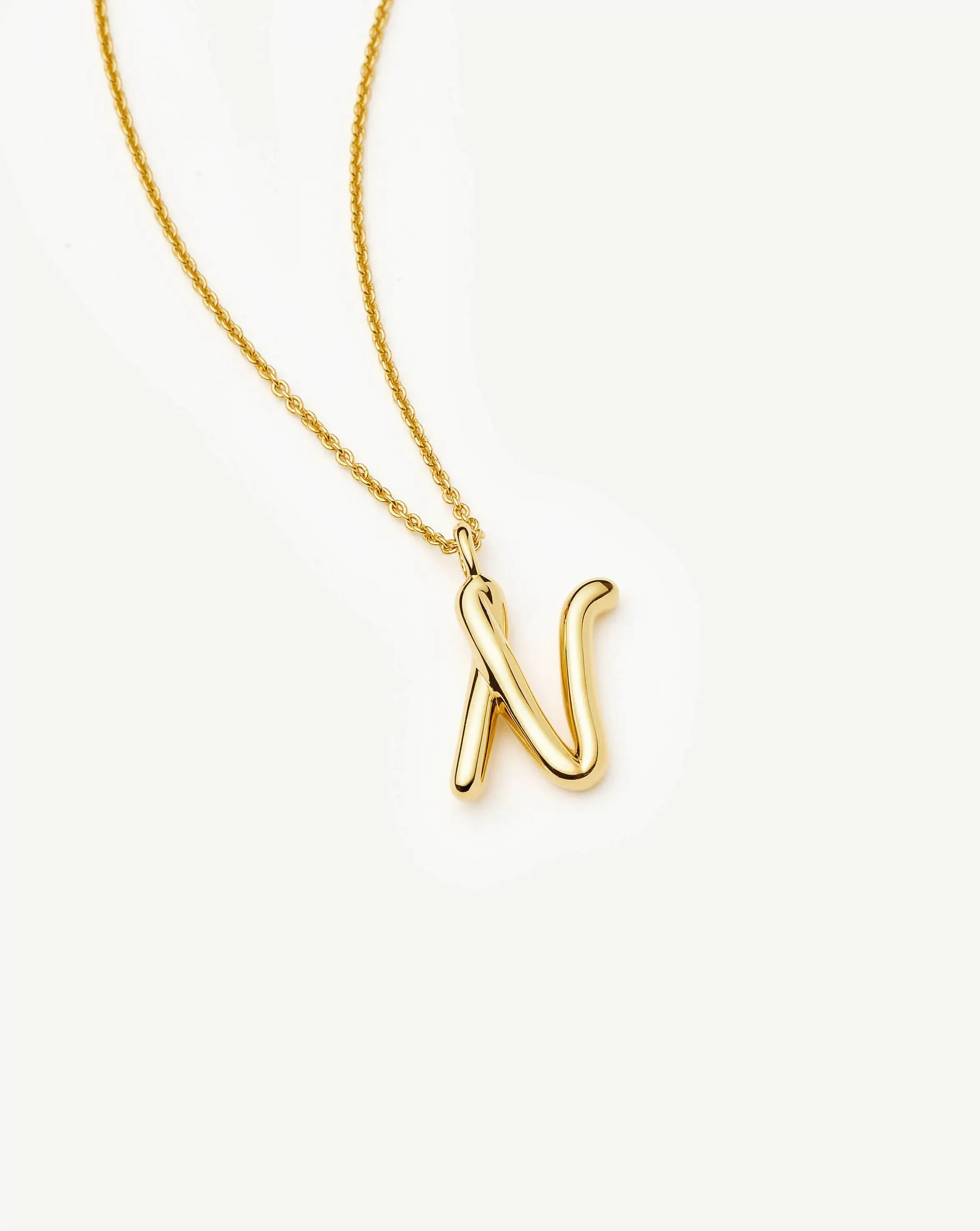 Curly Molten Initial Pendant Necklace - N | 18ct Gold Vermeil - Image 2