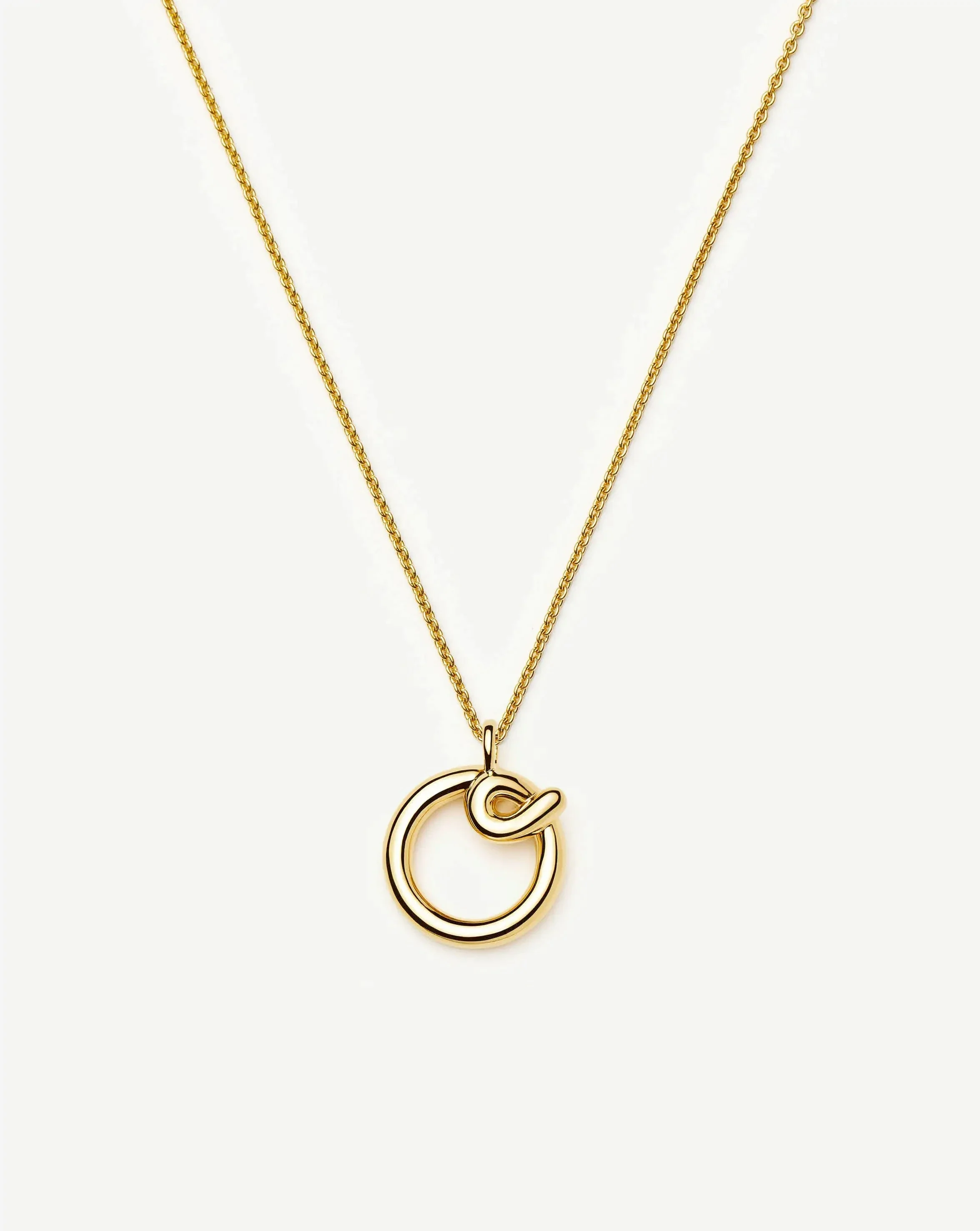 Curly Molten Initial Pendant Necklace - O | 18ct Gold Vermeil