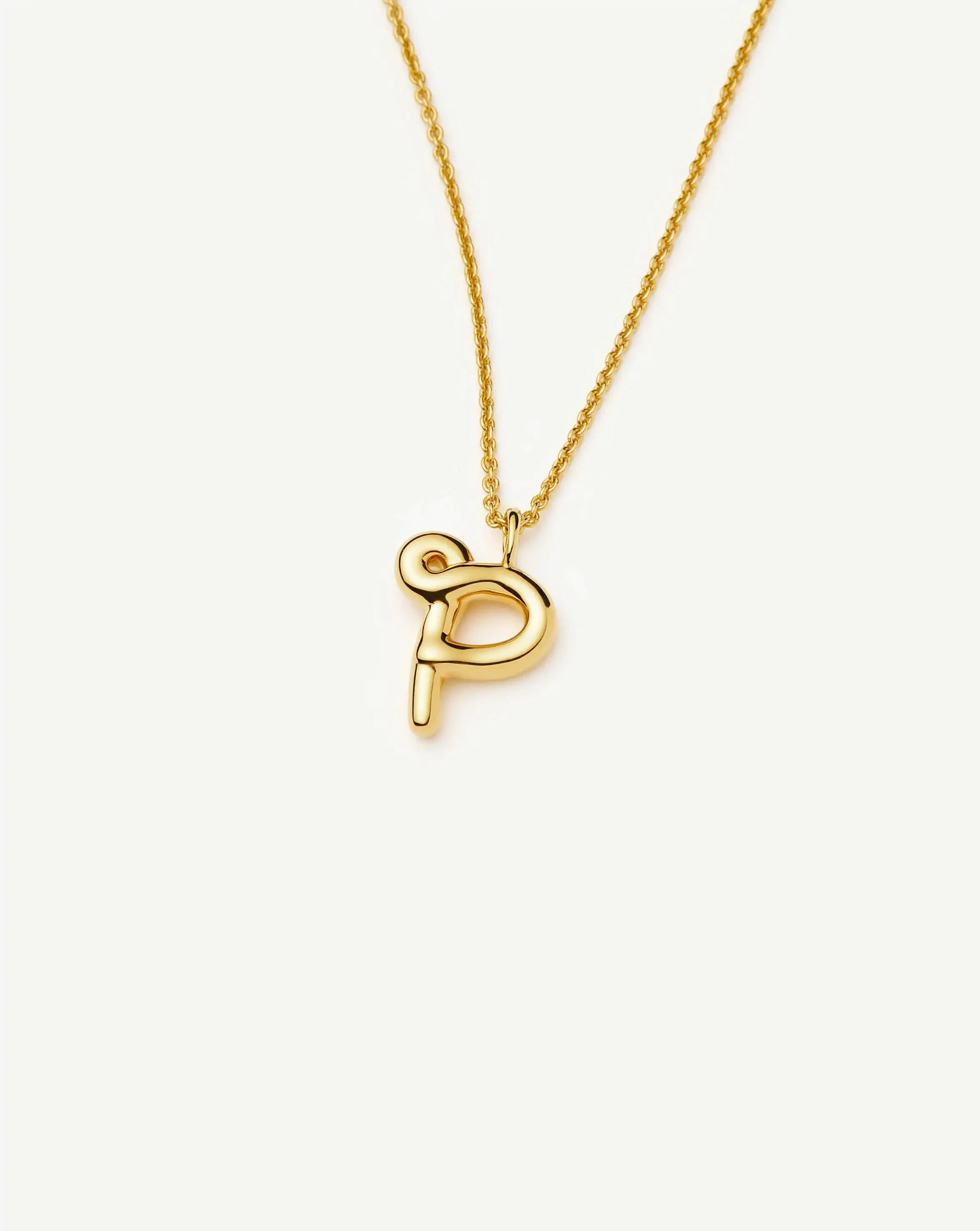 Curly Molten Initial Pendant Necklace - P | 18ct Gold Vermeil - Image 2
