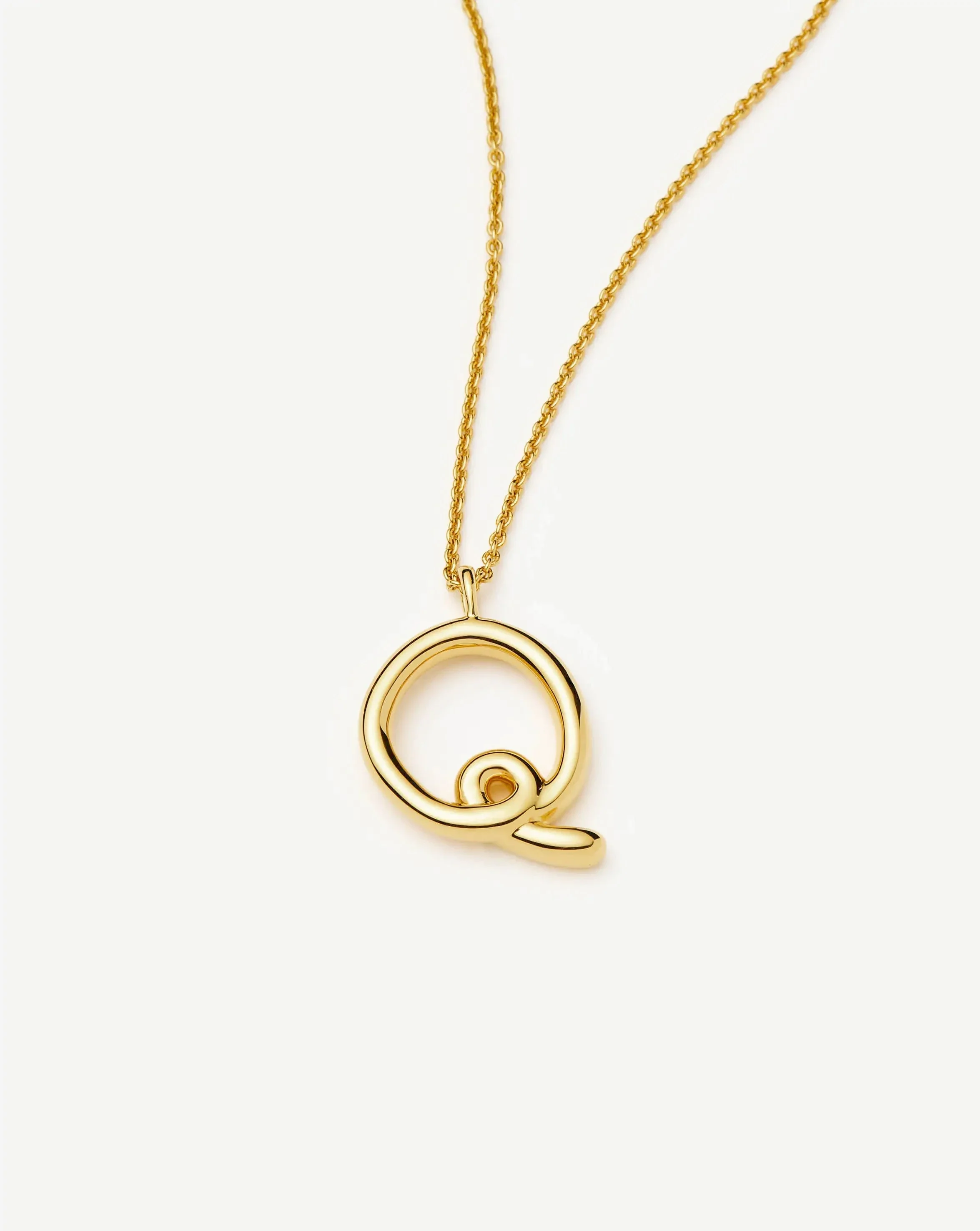 Curly Molten Initial Pendant Necklace - Q | 18ct Gold Vermeil - Image 2