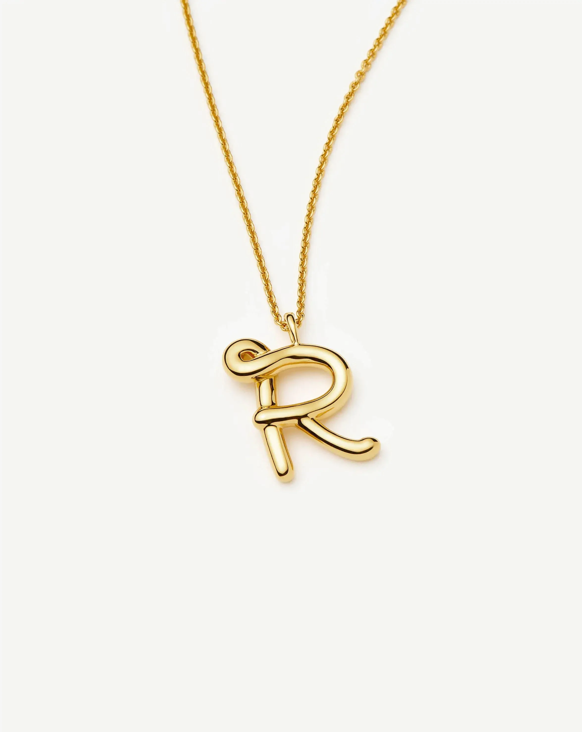 Curly Molten Initial Pendant Necklace - R | 18ct Gold Vermeil - Image 2