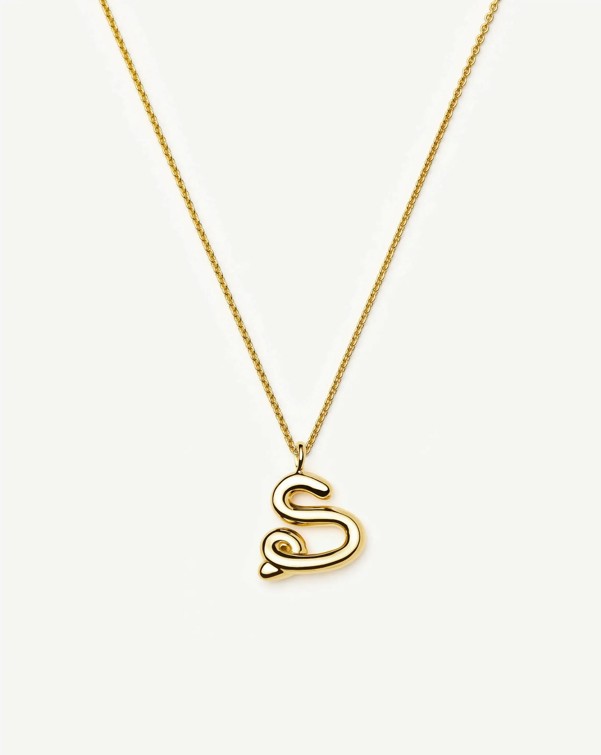 Curly Molten Initial Pendant Necklace - S | 18ct Gold Vermeil