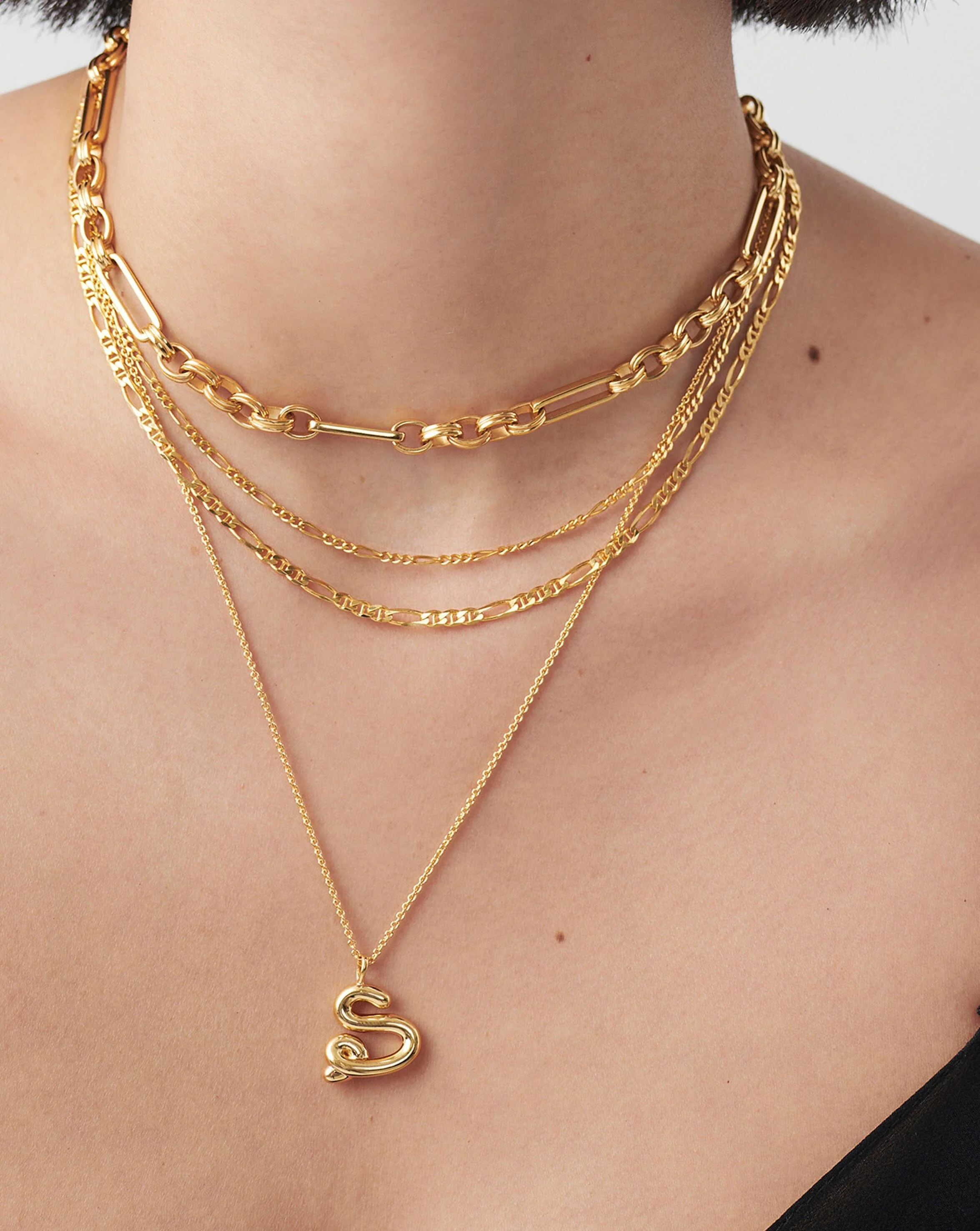 Curly Molten Initial Pendant Necklace - S | 18ct Gold Vermeil - Image 2