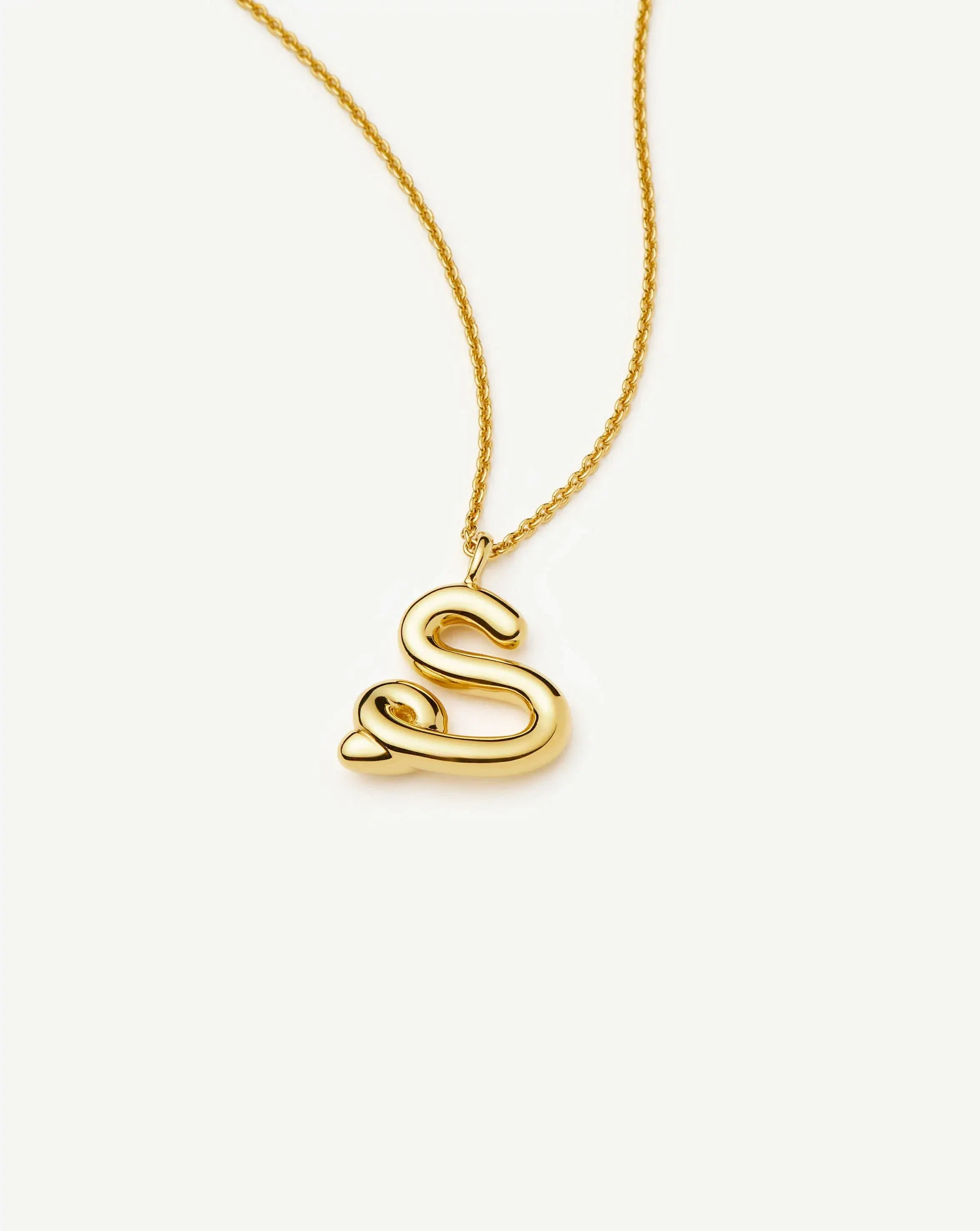 Curly Molten Initial Pendant Necklace - S | 18ct Gold Vermeil - Image 4