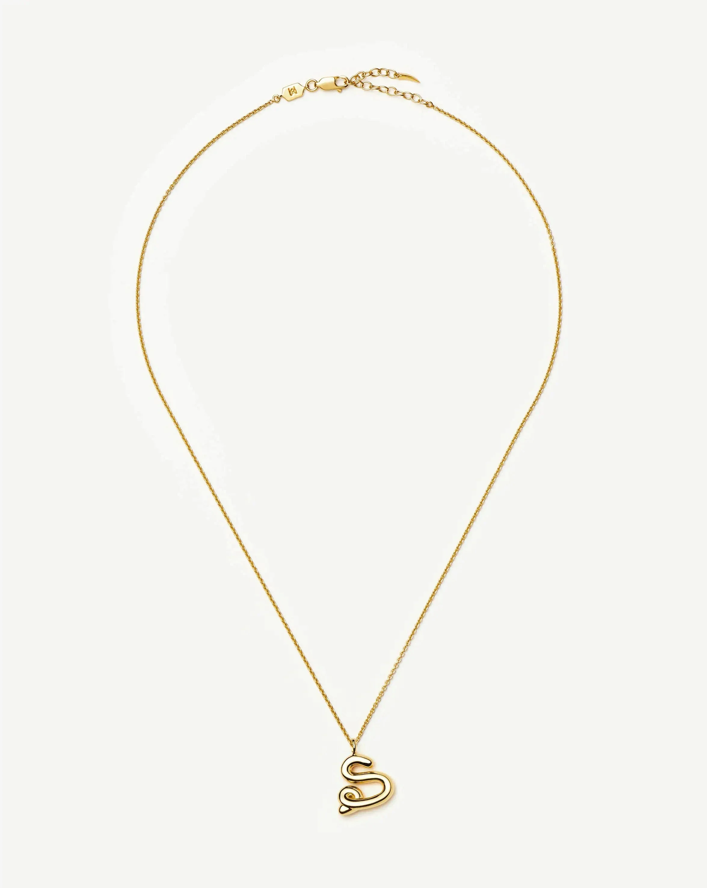 Curly Molten Initial Pendant Necklace - S | 18ct Gold Vermeil - Image 5