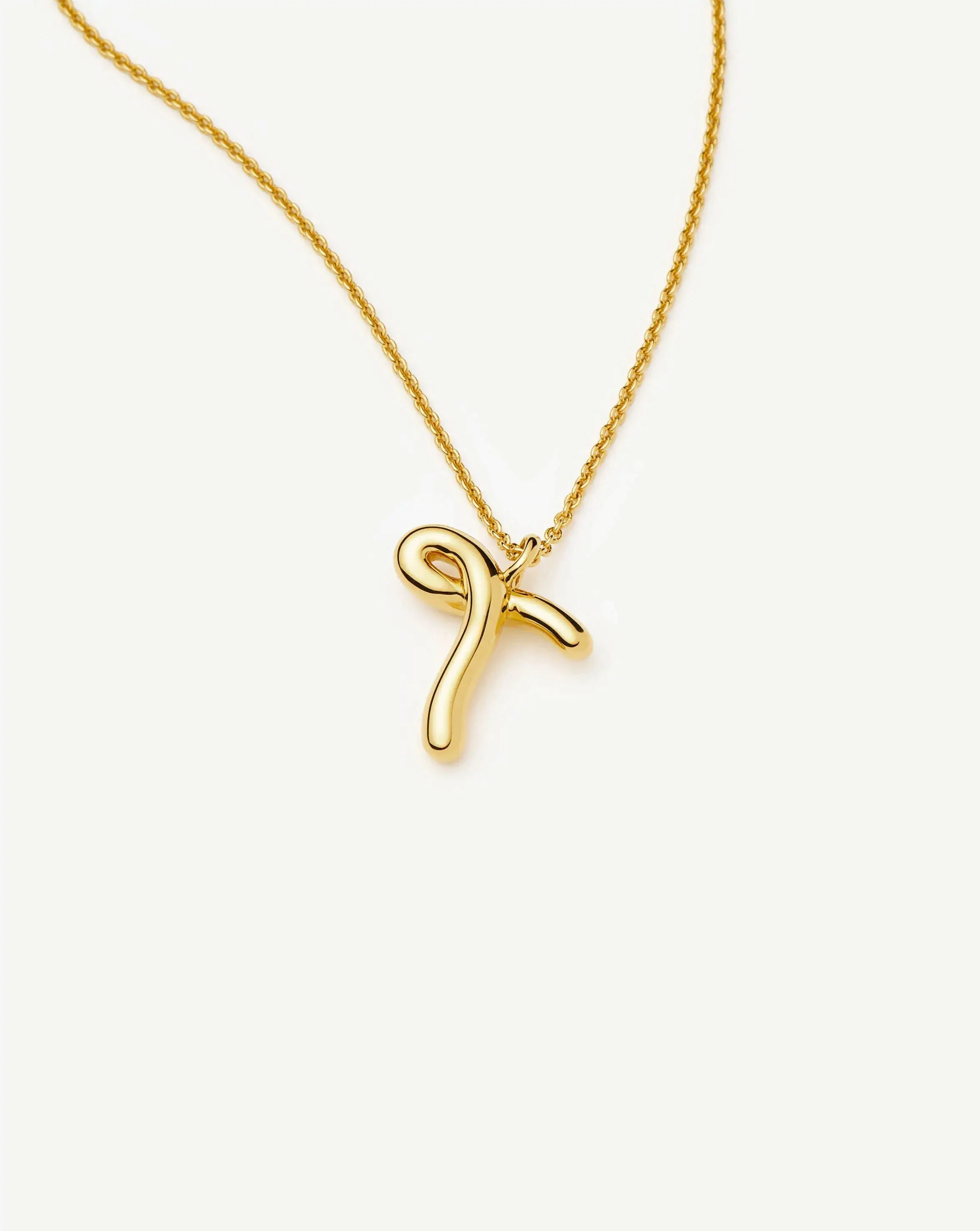 Curly Molten Initial Pendant Necklace - T | 18ct Gold Vermeil - Image 2