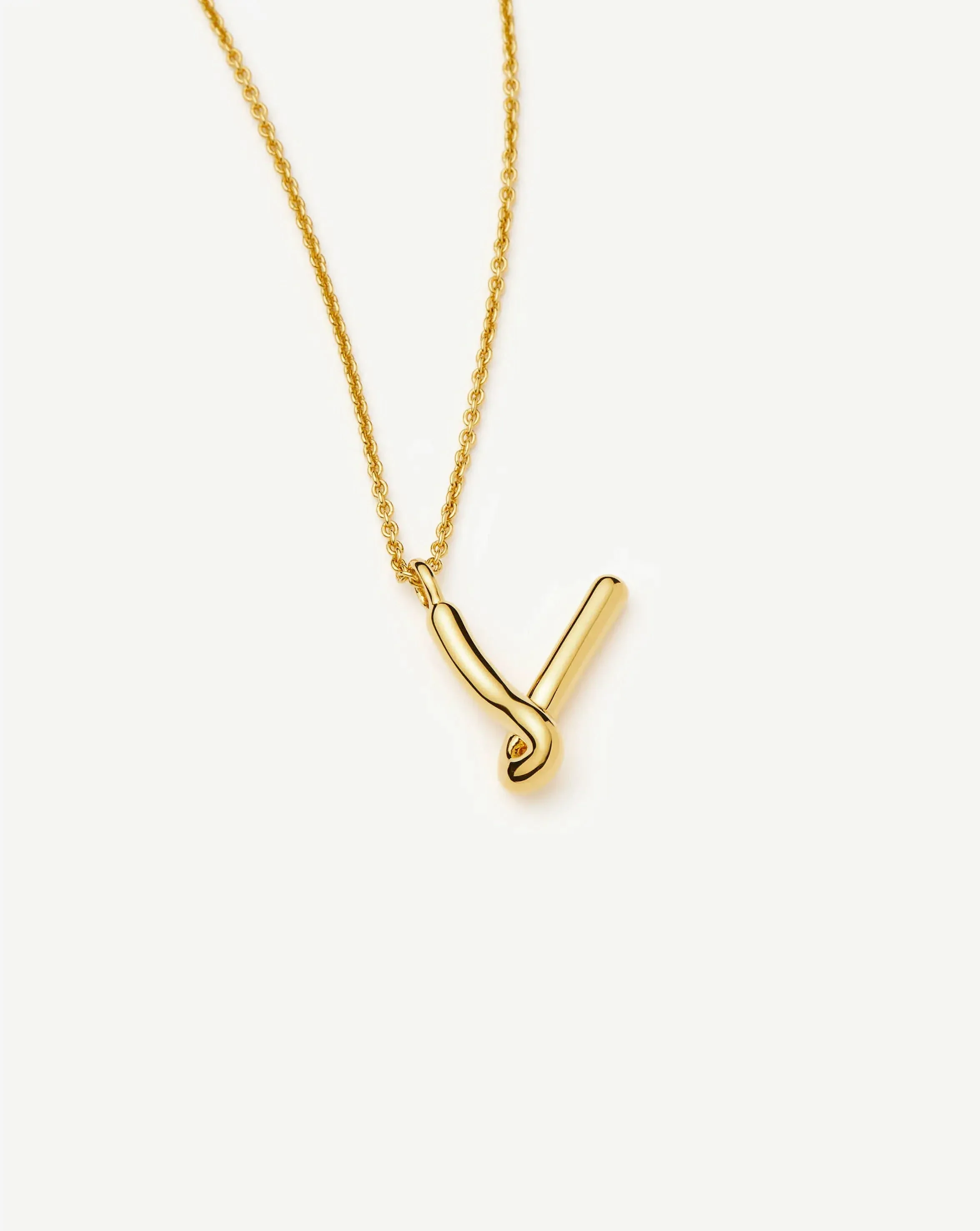 Curly Molten Initial Pendant Necklace - V | 18ct Gold Vermeil - Image 2