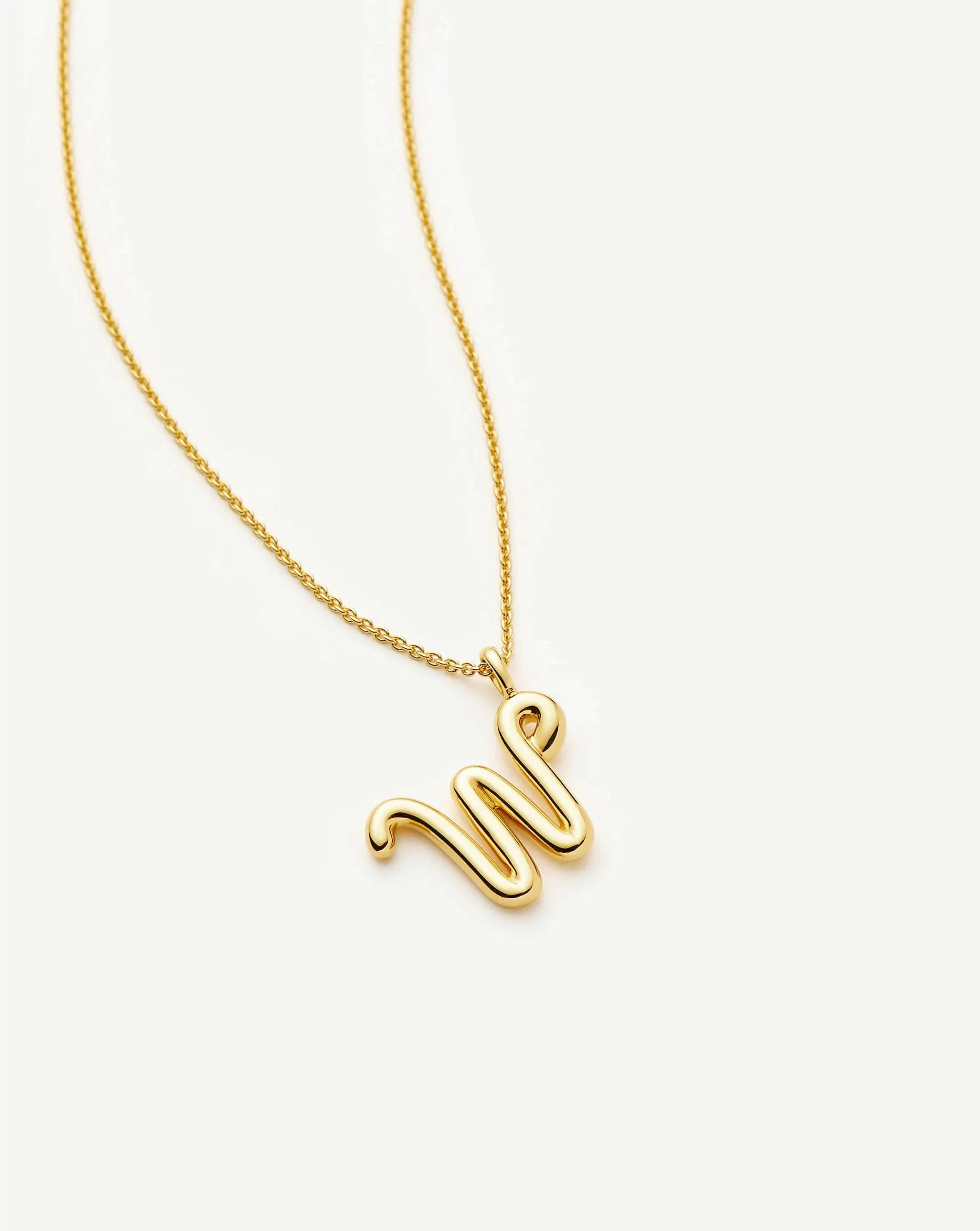 Curly Molten Initial Pendant Necklace - W | 18ct Gold Vermeil - Image 2