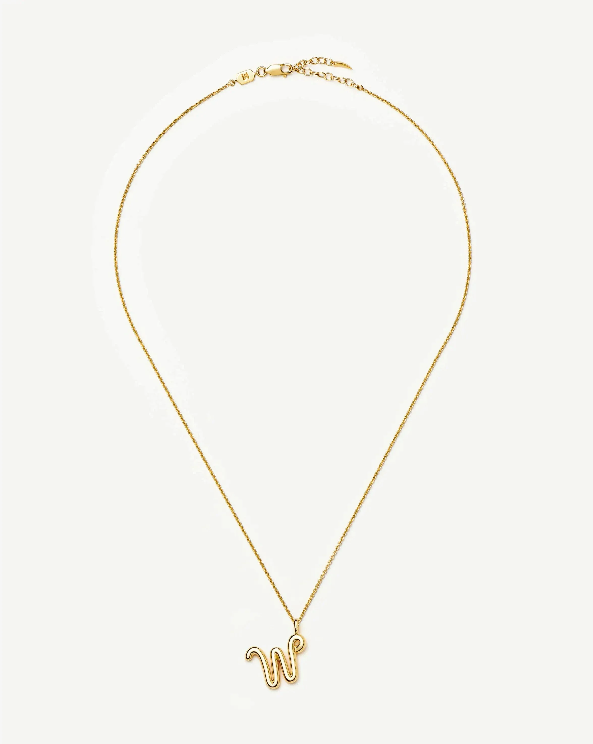 Curly Molten Initial Pendant Necklace - W | 18ct Gold Vermeil - Image 3