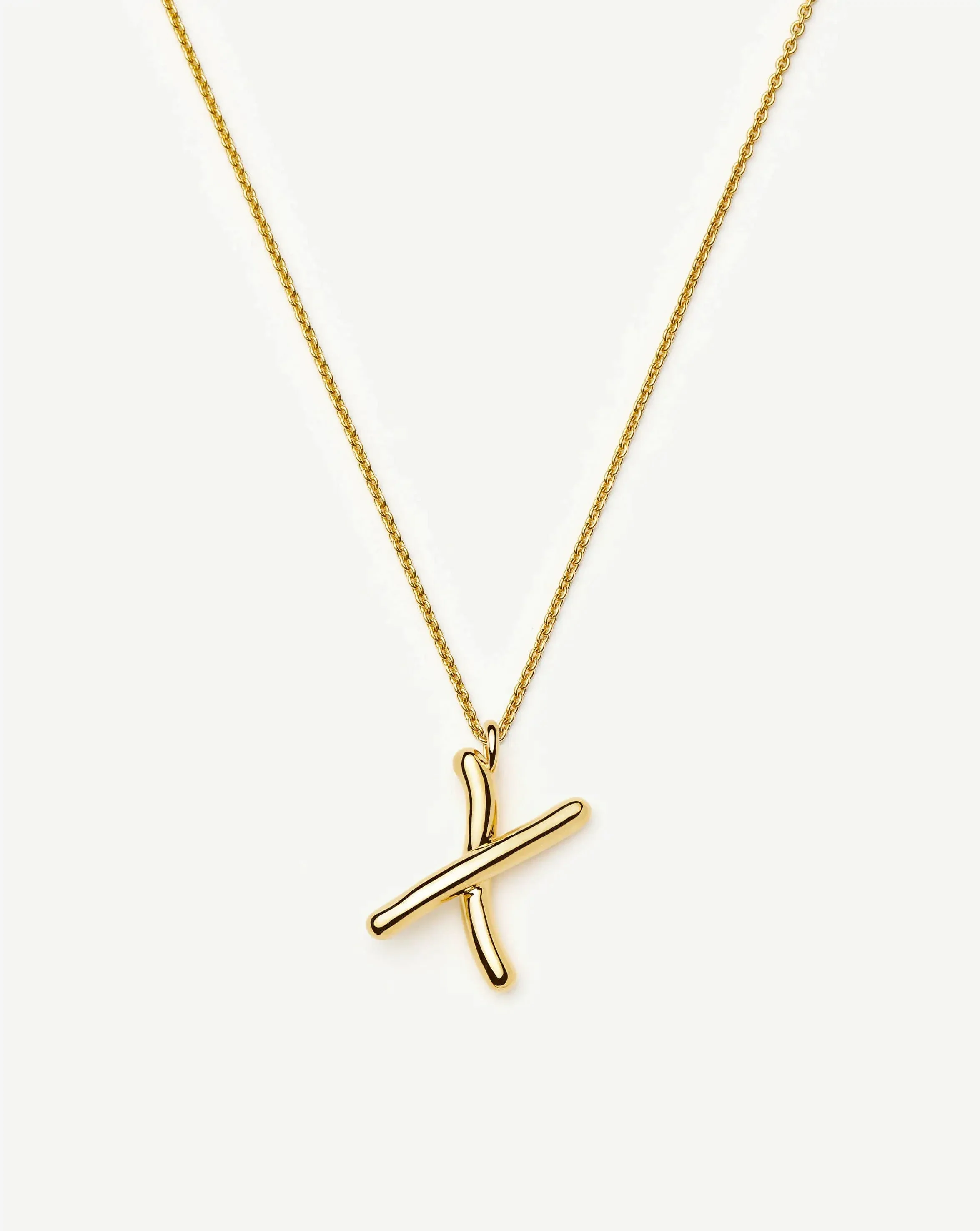 Curly Molten Initial Pendant Necklace - X | 18ct Gold Vermeil