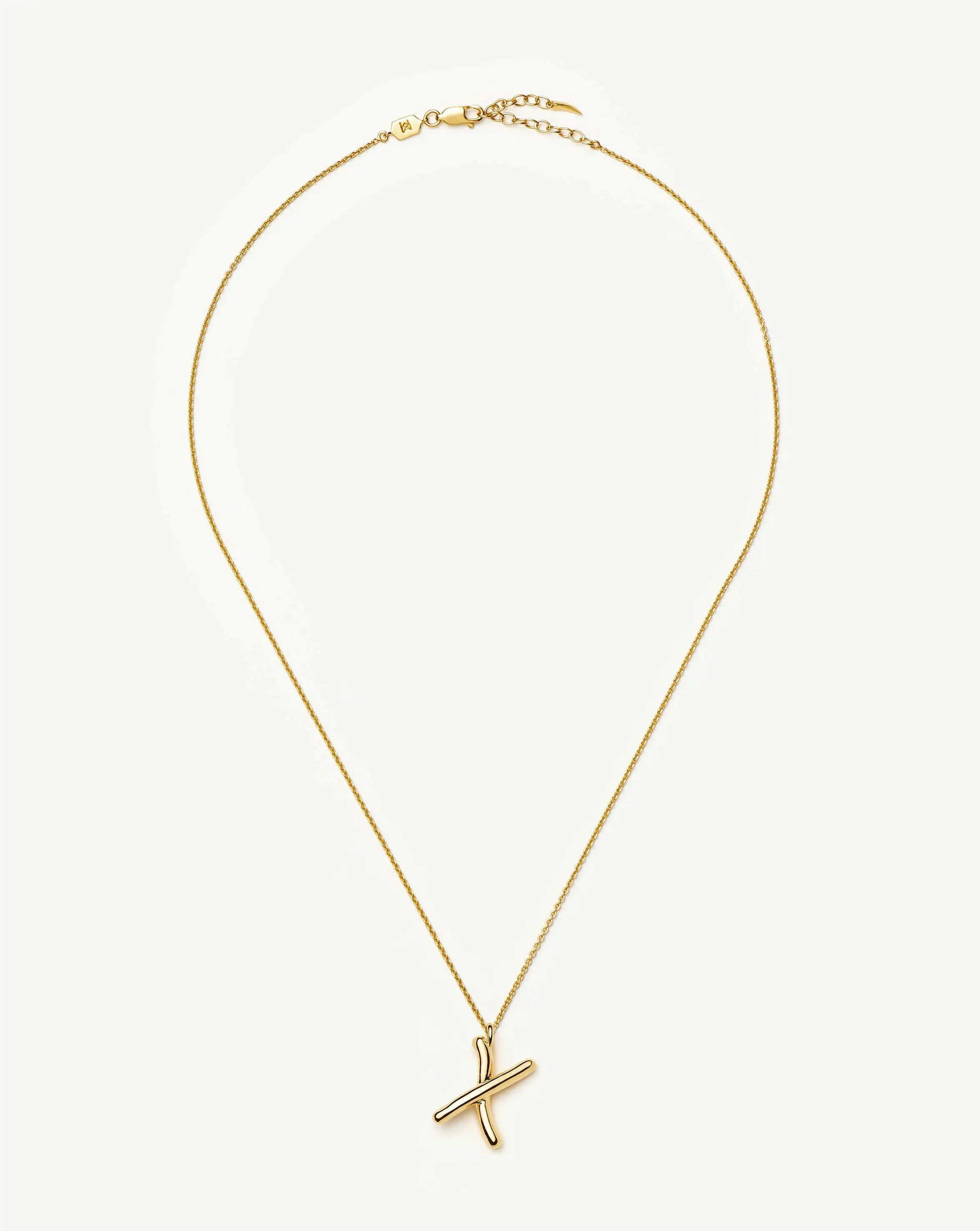 Curly Molten Initial Pendant Necklace - X | 18ct Gold Vermeil - Image 3