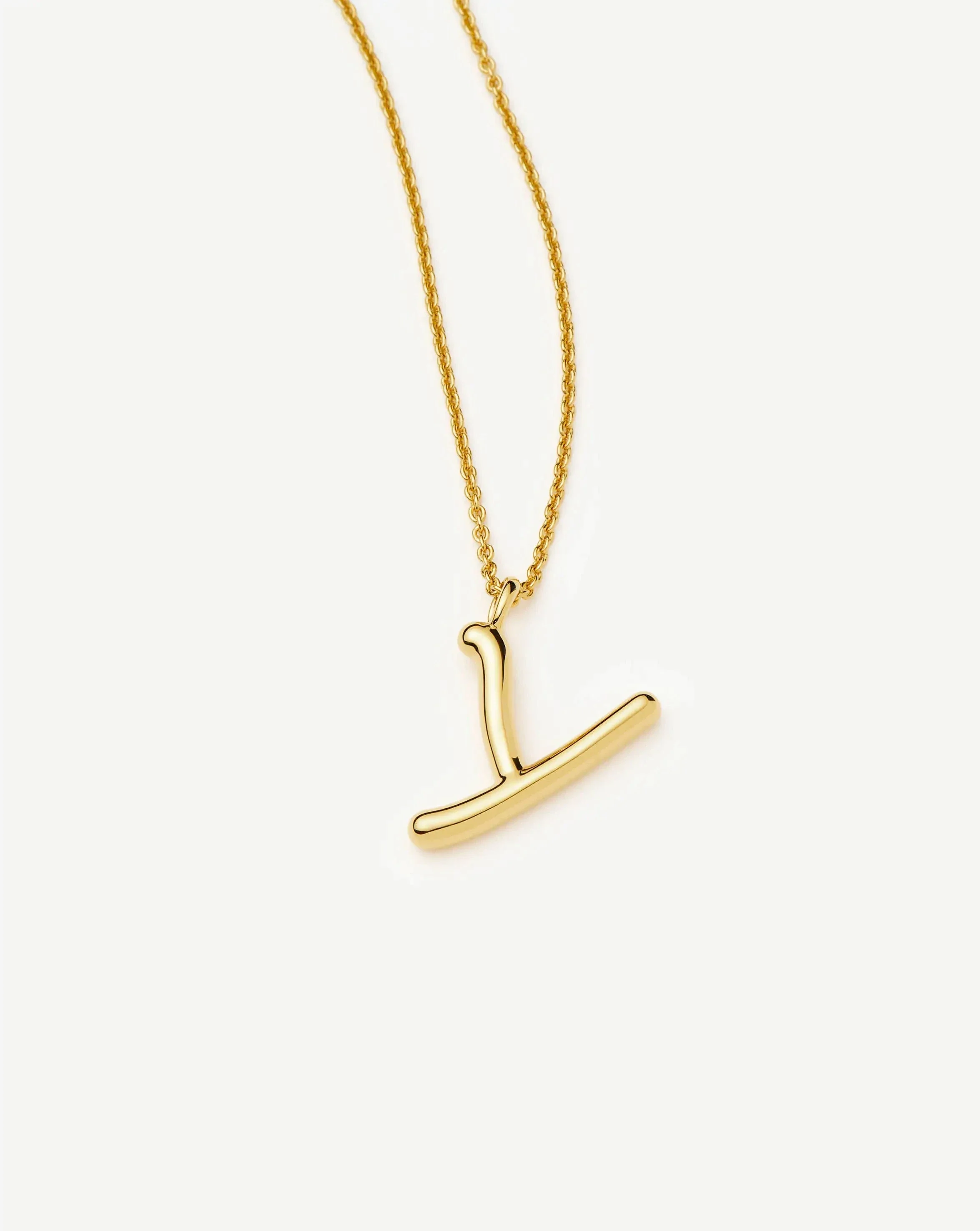 Curly Molten Initial Pendant Necklace - Y | 18ct Gold Vermeil - Image 2