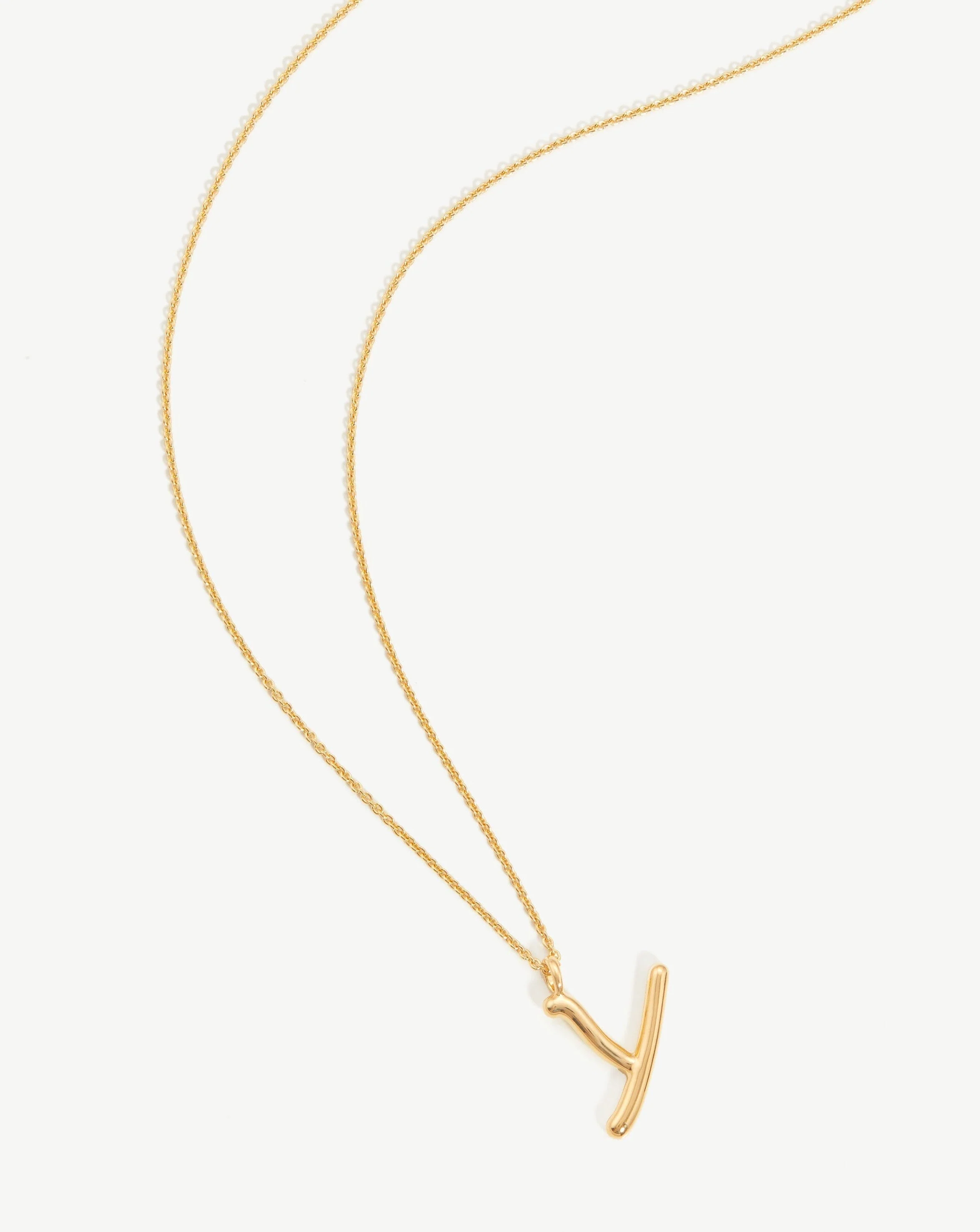 Curly Molten Initial Pendant Necklace - Y | 18ct Gold Vermeil - Image 3