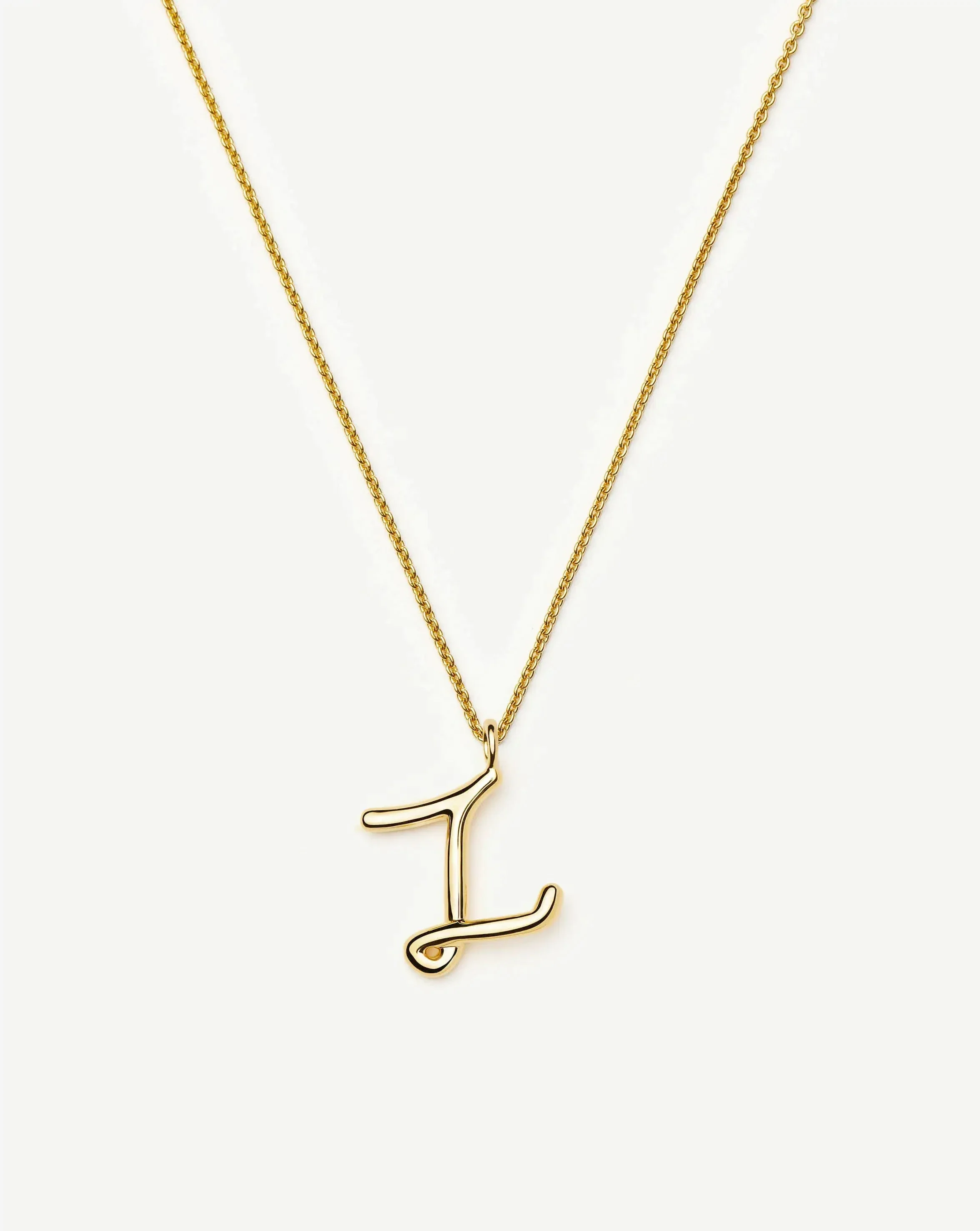 Curly Molten Initial Pendant Necklace - Z | 18ct Gold Vermeil