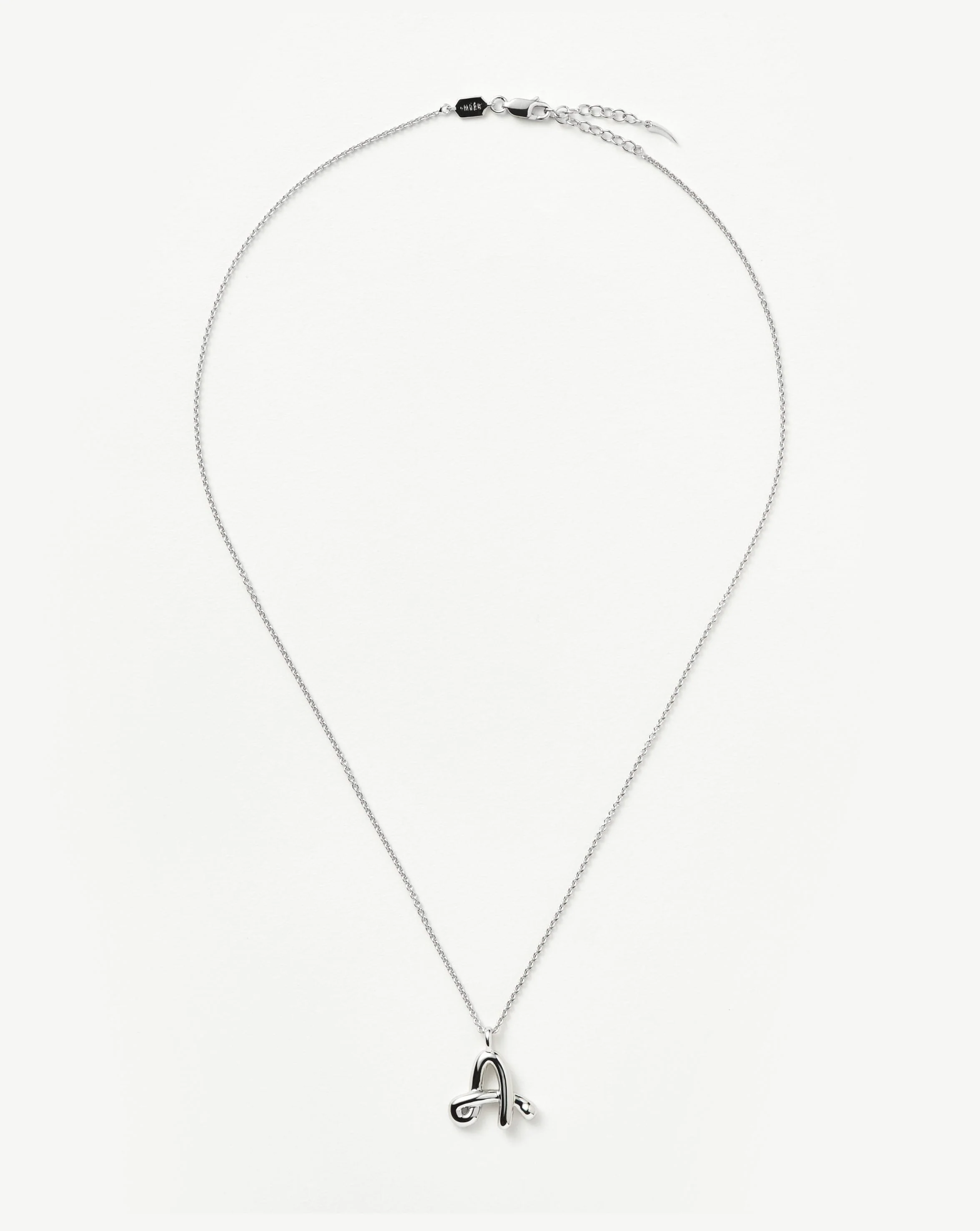 Curly Molten Initial Pendant Necklace - A | Sterling Silver - Image 4