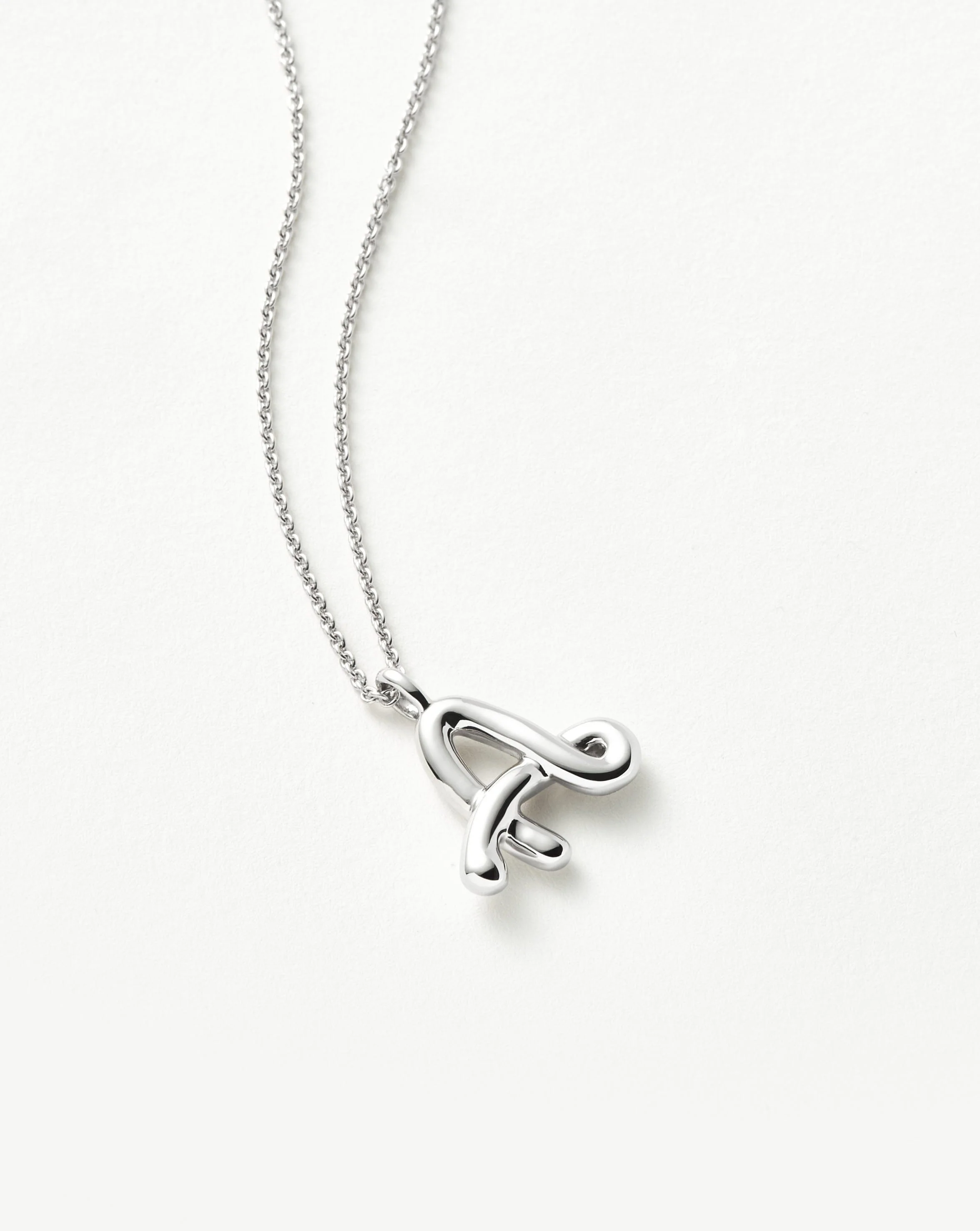 Curly Molten Initial Pendant Necklace - A | Sterling Silver - Image 5