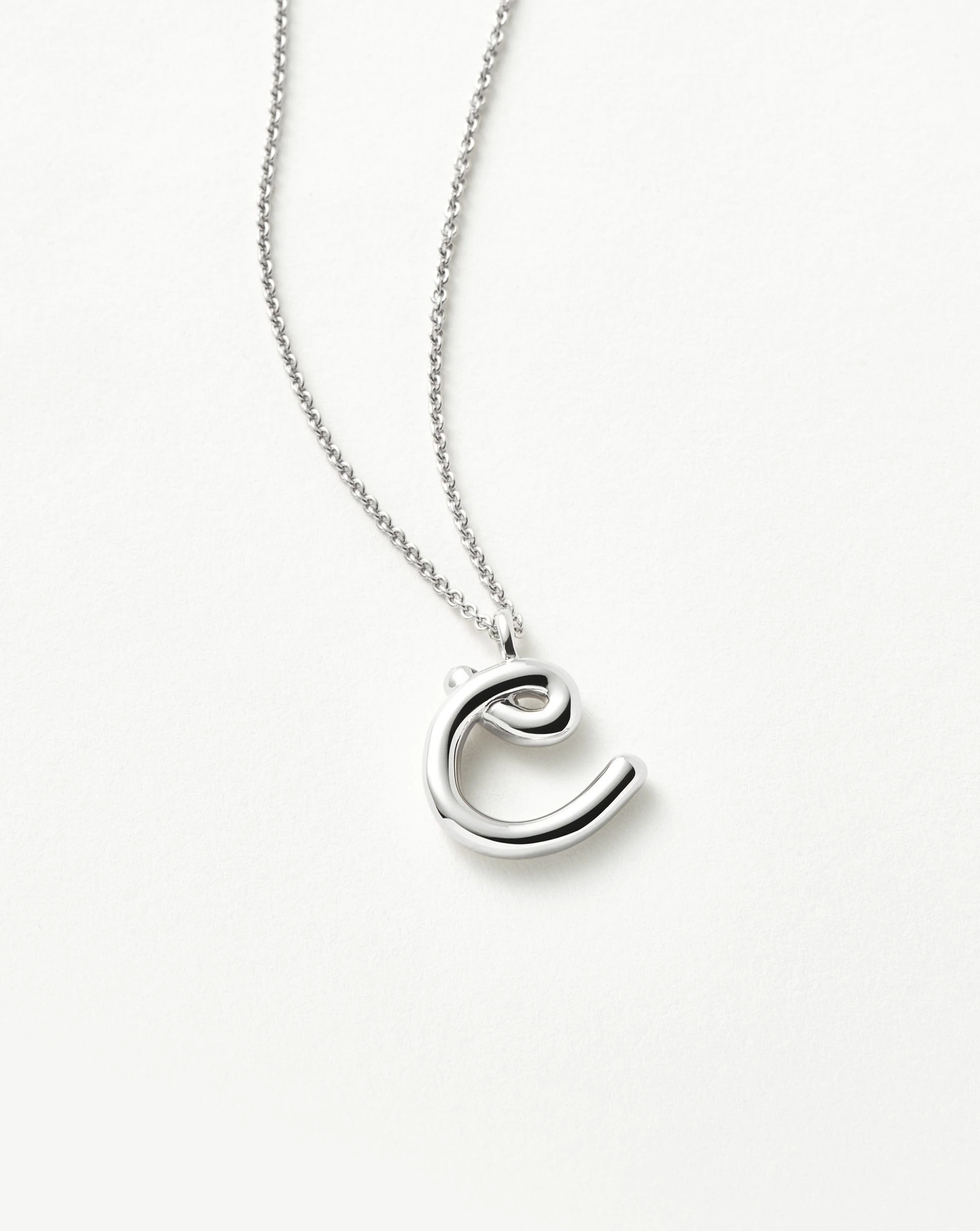 Curly Molten Initial Pendant Necklace - C | Sterling Silver - Image 5