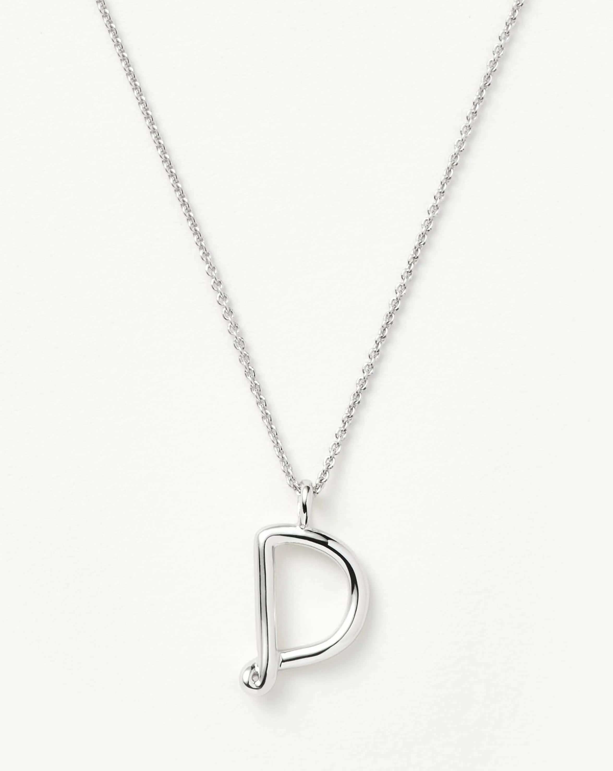 Curly Molten Initial Pendant Necklace - D | Sterling Silver