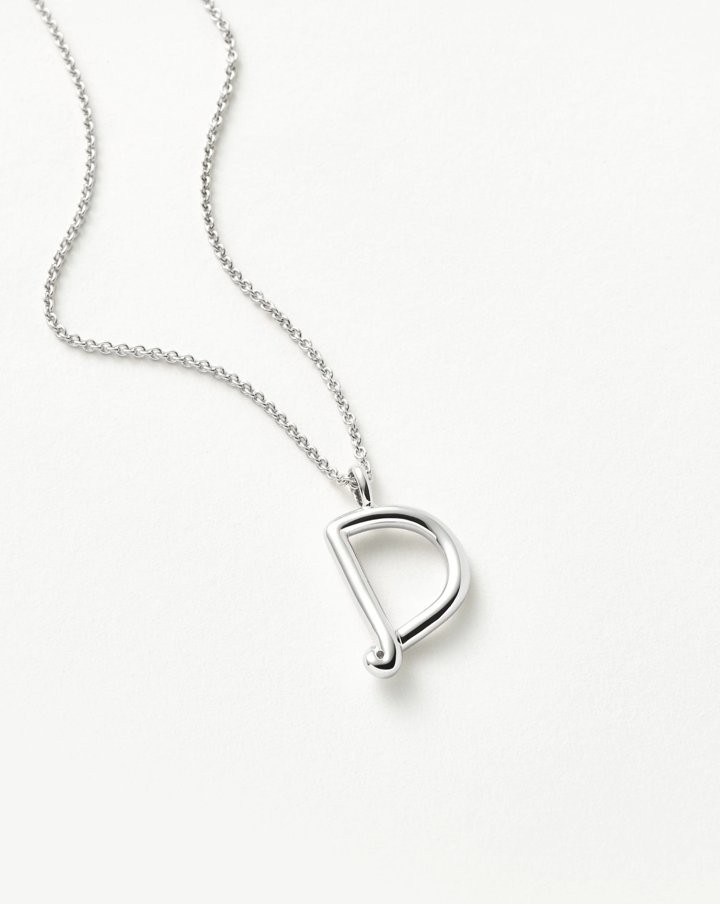 Curly Molten Initial Pendant Necklace - D | Sterling Silver - Image 2